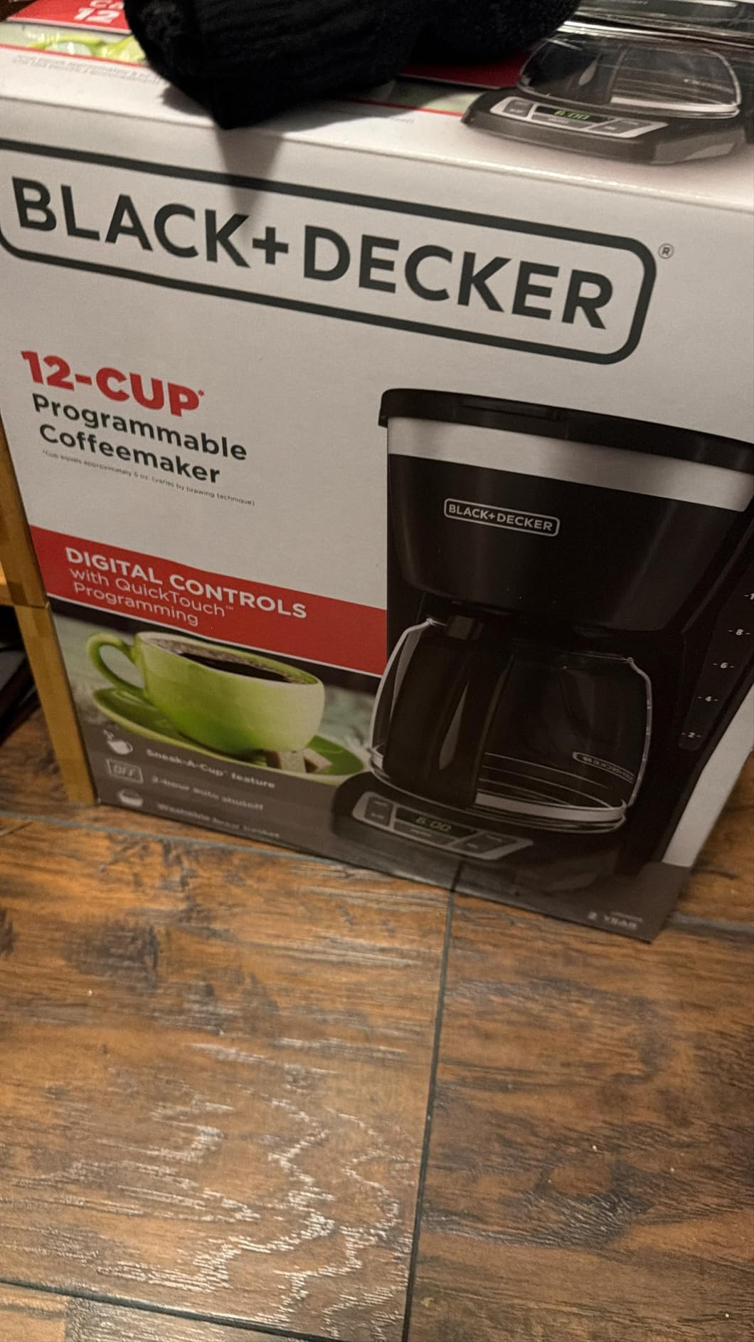BLACK+DECKER 12-Cup Digital Coffee Maker, Programmable, Washable Basket Filter, Sneak-A-Cup, Auto Brew, Water Window, Keep Hot Plate, Black customer photo 2