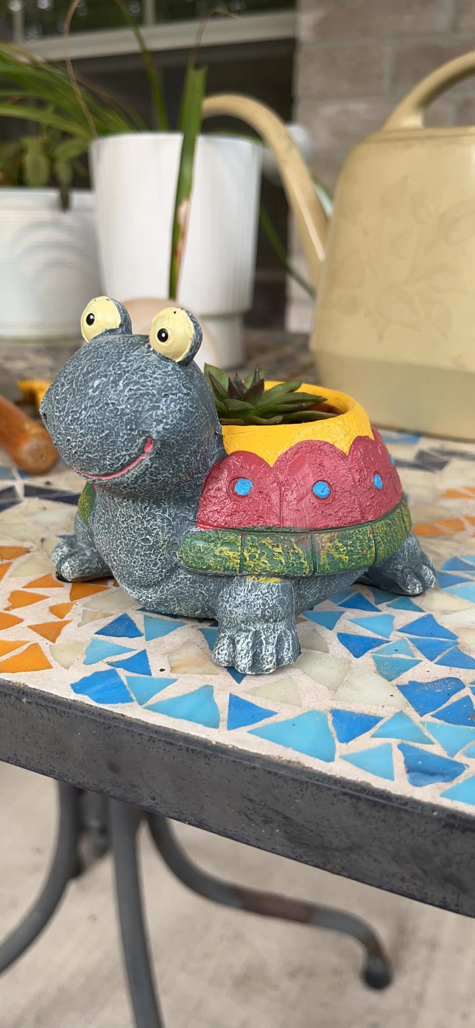 Turtle Succulent Planter Pots - Handmade Resin Bonsai Pot with Drainage Hole, Mini Plant Pot for Succulents, Turtle Decor & Gifts for Women, Small Succulent Pots for Office Desk & Home customer photo 1