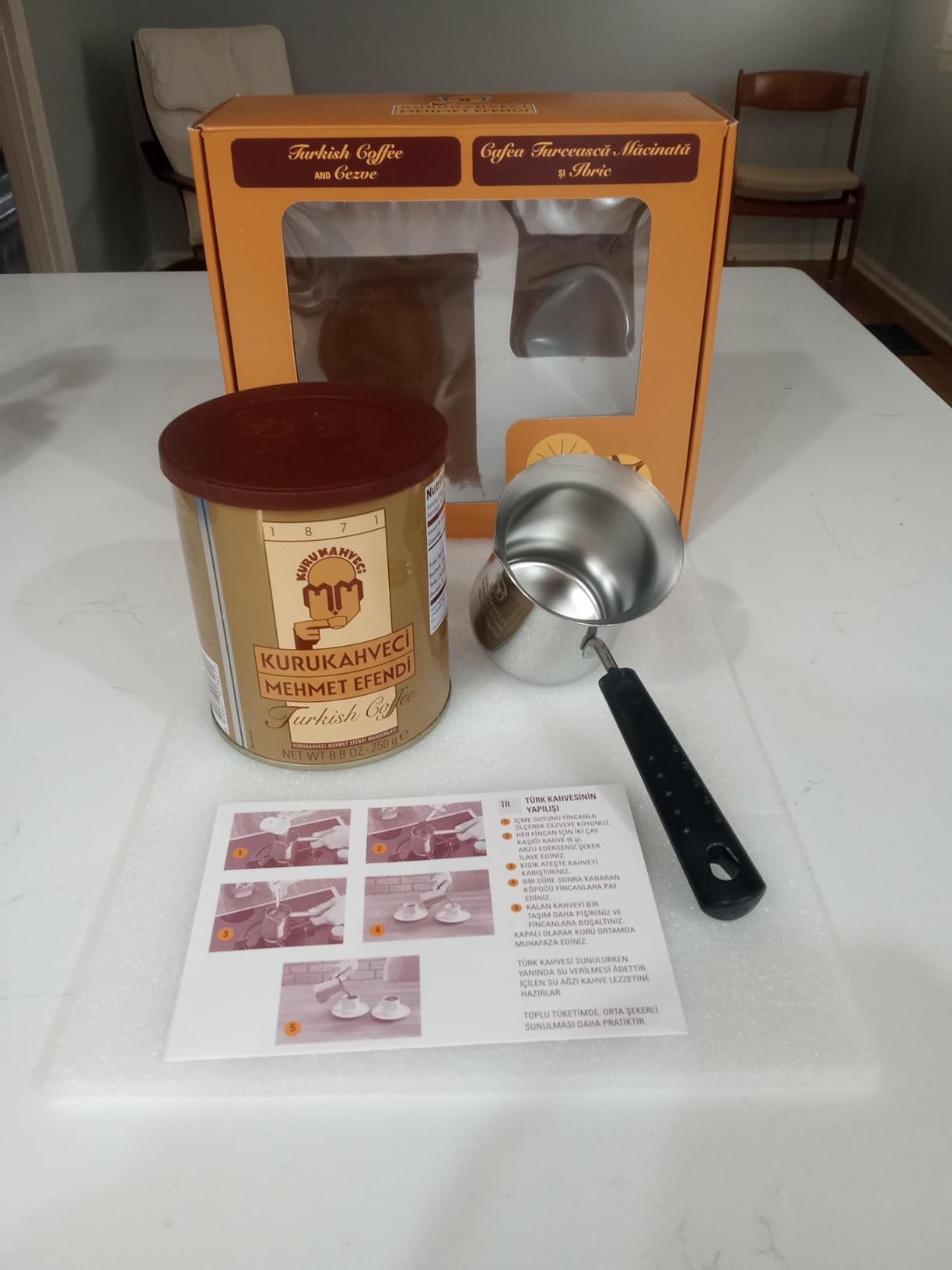 Kurukahveci Mehmet Efendi Turkish Coffee Set Cezve, 100% Arabica, 8.8oz | Finely Roasted Ground Coffee for Cezve, Rich Aroma, Medium, Vegan, Gluten Free, Authentic Turkish Coffee Tradition Since 1871 customer photo 2