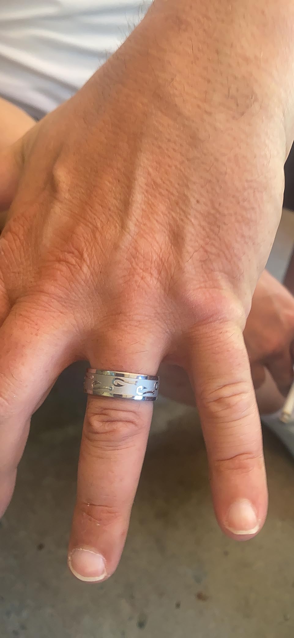 Men's 8mm Titanium Ring with Embossed Fishhooks customer photo 1