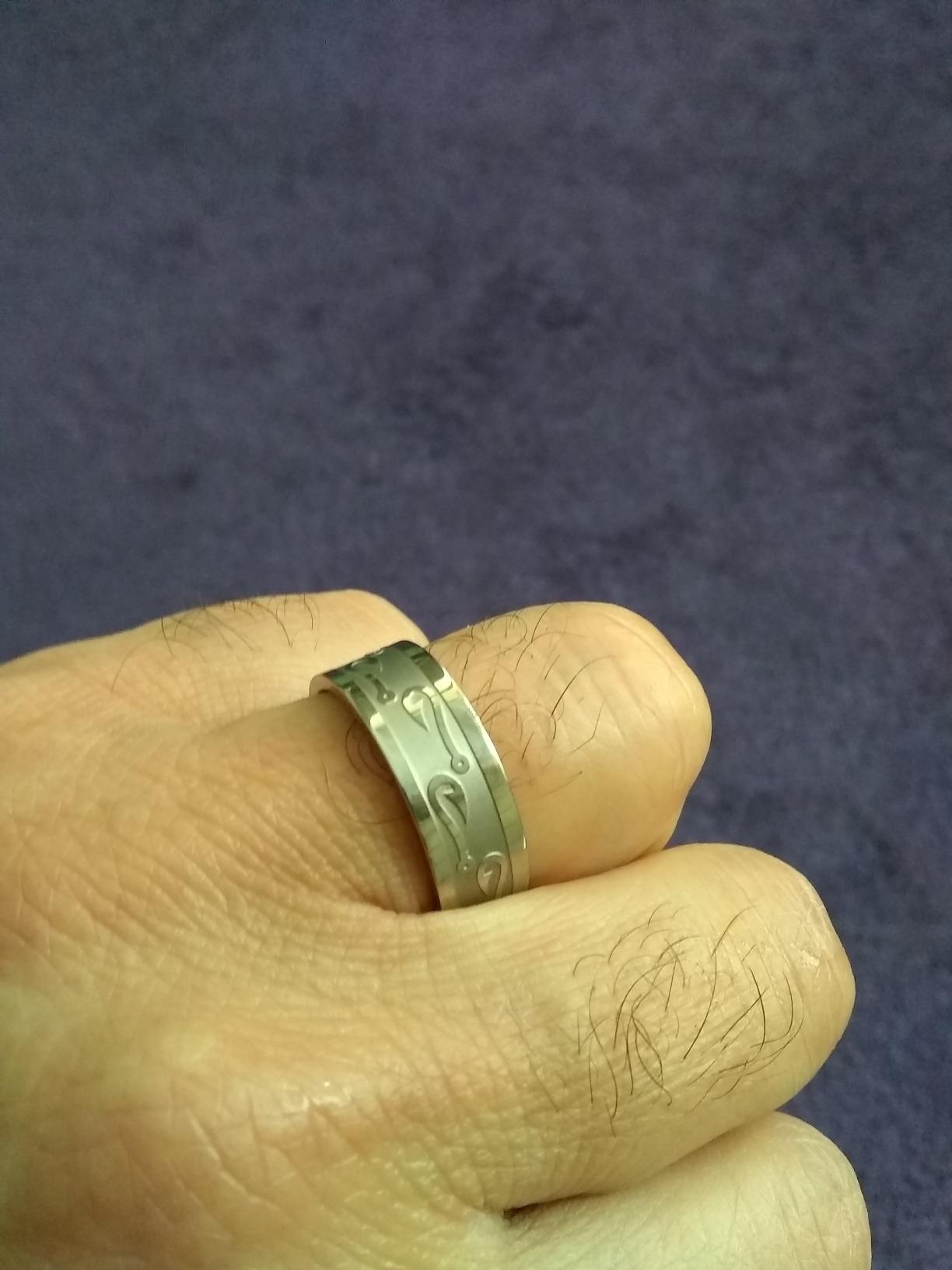 Men's 8mm Titanium Ring with Embossed Fishhooks customer photo 2