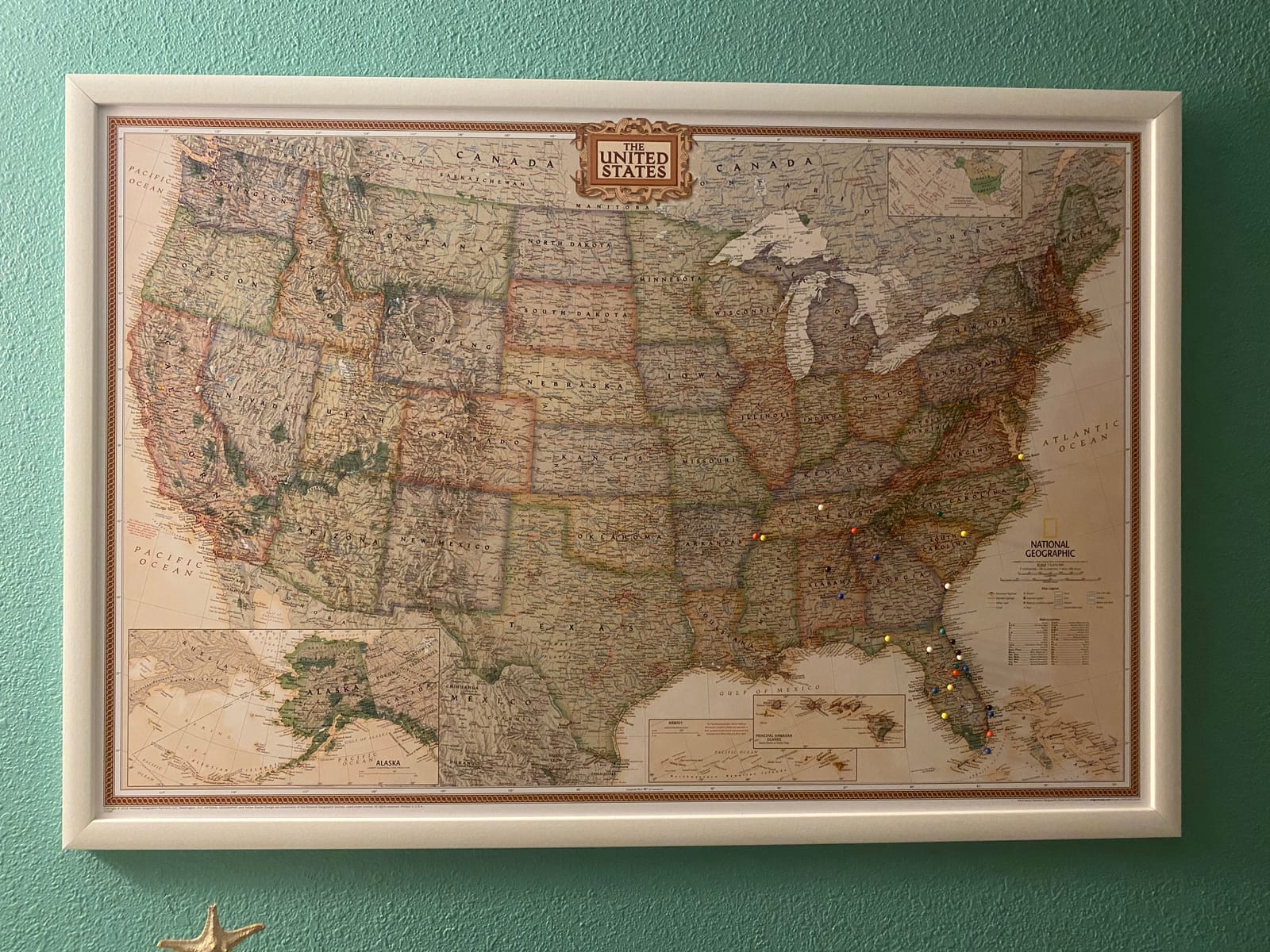 Craig Frames Travel Map with Pins, Executive US Map for Wall Art, 24x36 Frame, Black Modern Style customer photo 1