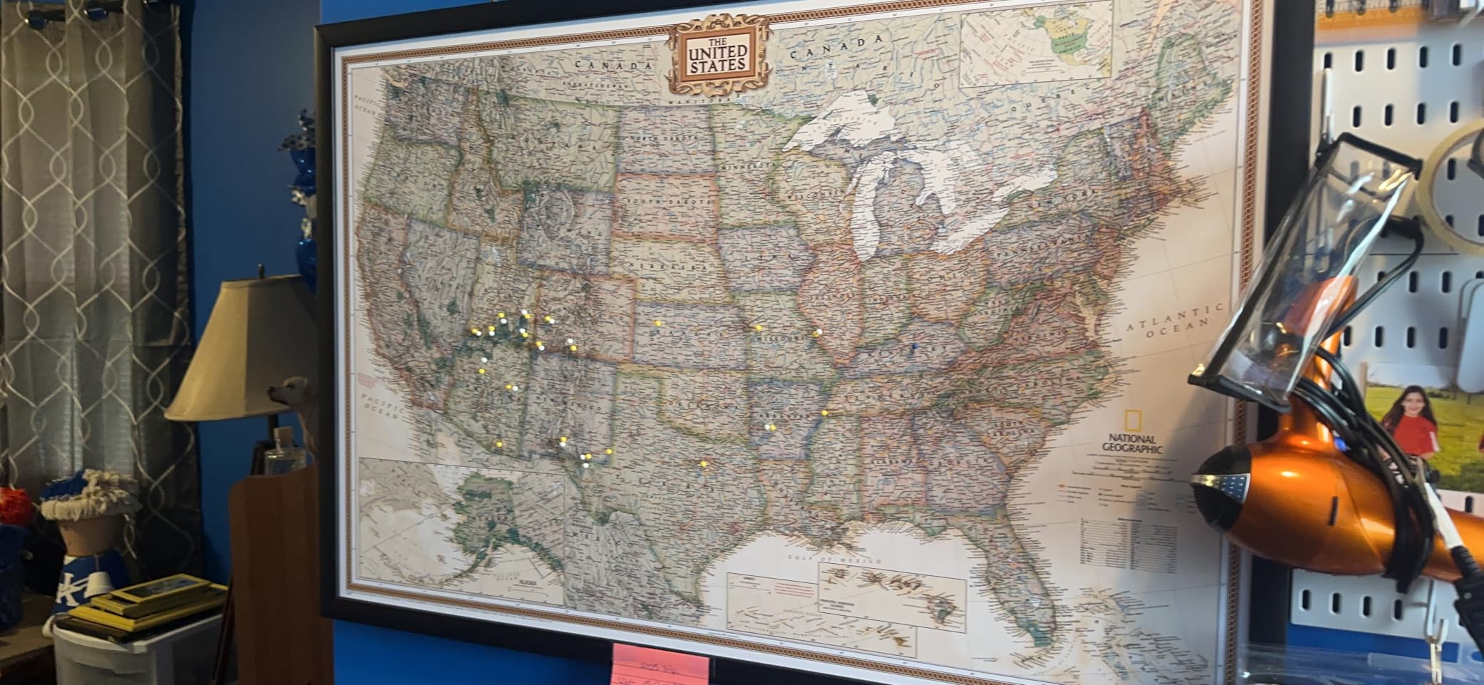Craig Frames Travel Map with Pins, Executive US Map for Wall Art, 24x36 Frame, Black Modern Style customer photo 2