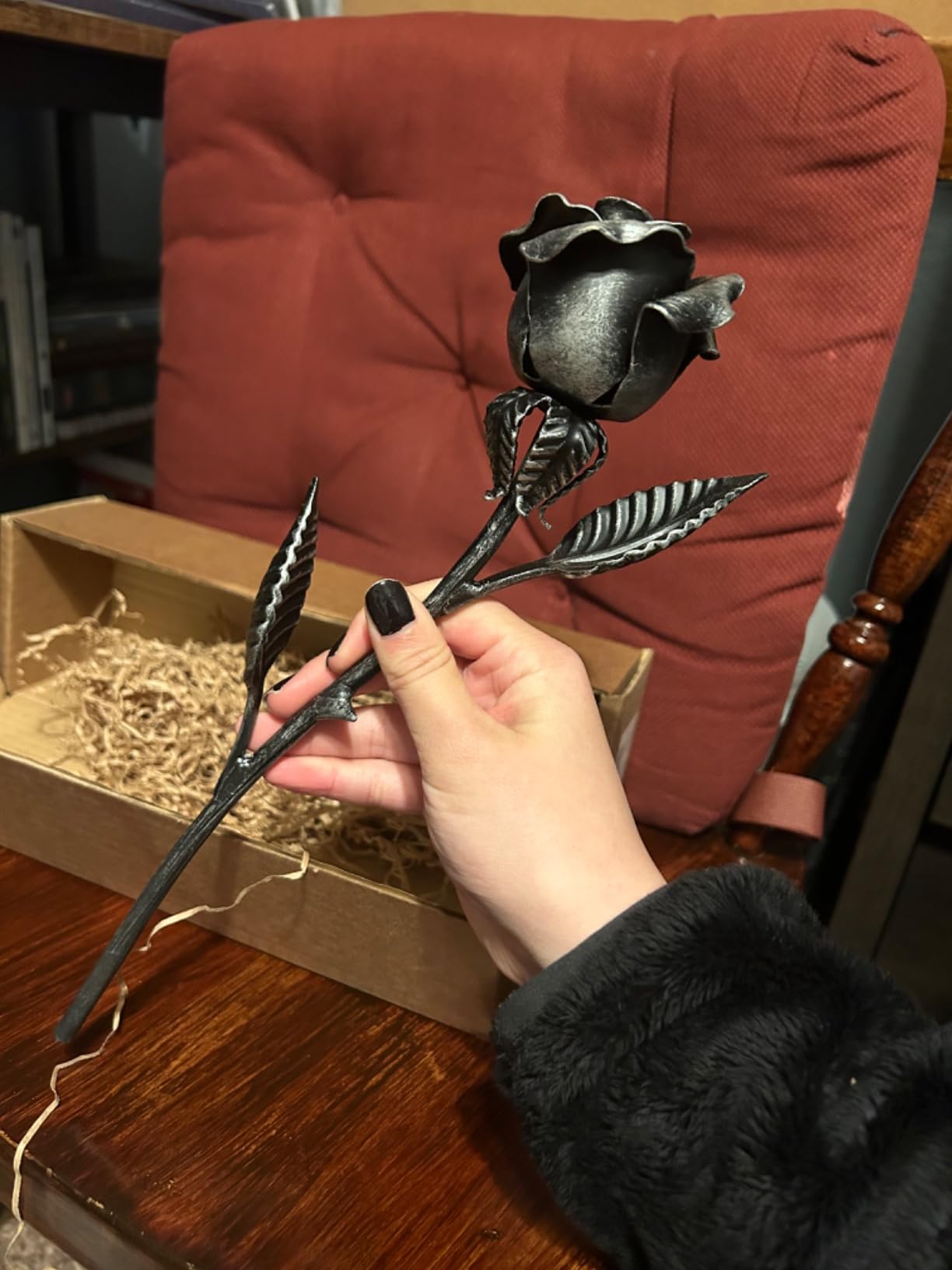 MakuliSmit Handcrafted Bronze Rose - 8th & 19th Yeat Wedding for Her - Solid Metal Forever Flower Keepsake customer photo 2