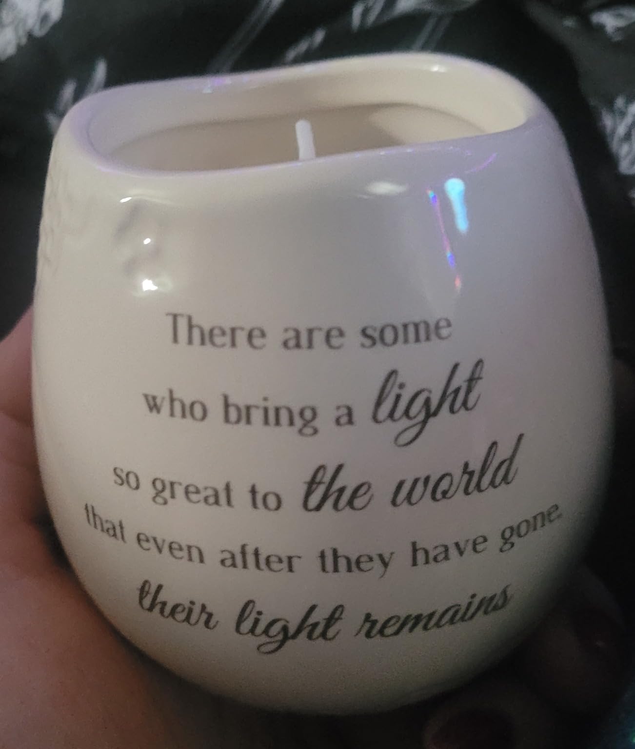 Pavilion Gift Company - In Memory, Light Remains - White Ceramic Candle with Soy Wax in Delicate Jasmine Scent, Sympathy Remembrance and Condolence Gift - 8 Ounces customer photo 1