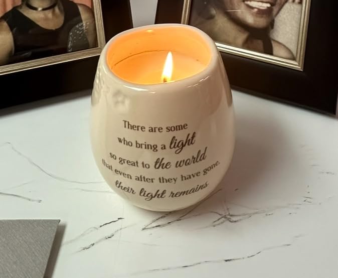Pavilion Gift Company - In Memory, Light Remains - White Ceramic Candle with Soy Wax in Delicate Jasmine Scent, Sympathy Remembrance and Condolence Gift - 8 Ounces customer photo 2