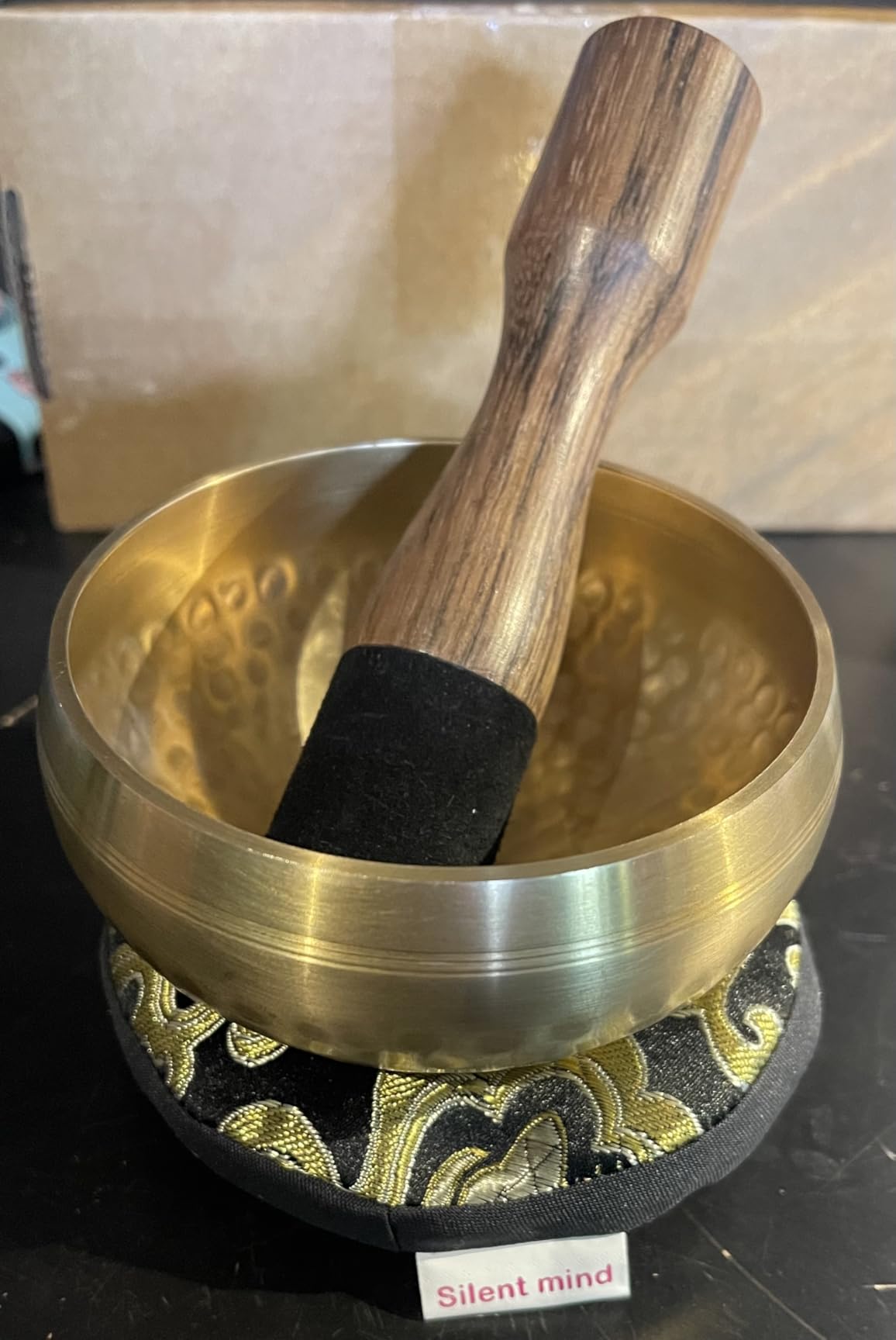 Silent Mind Tibetan Singing Bowl Set - Easy to Play & Beginner Friendly Meditation Bowl with Cushion & Mallet | Stress Relief & Mindfulness | Gift-Ready customer photo 1