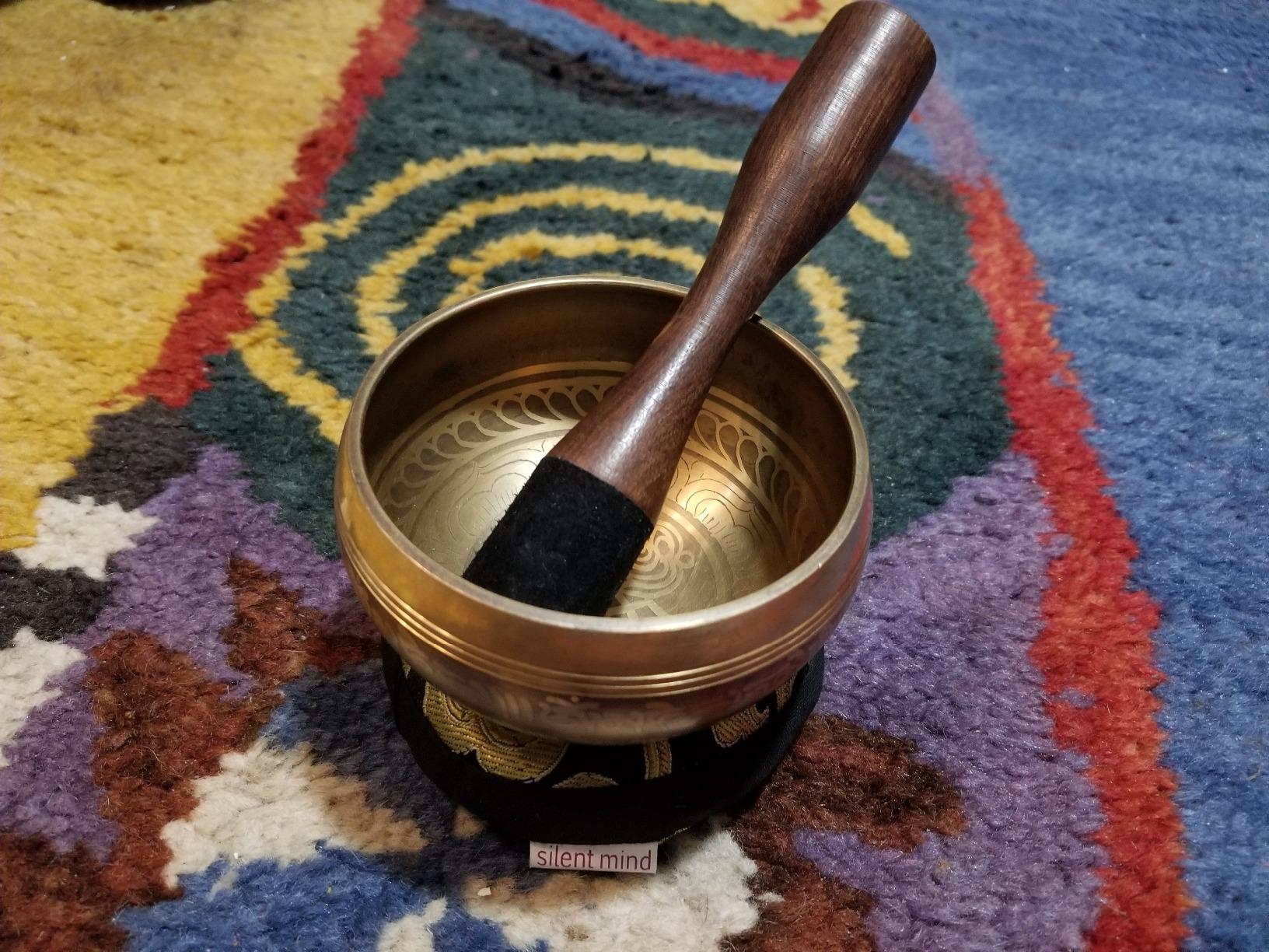 Silent Mind Tibetan Singing Bowl Set - Easy to Play & Beginner Friendly Meditation Bowl with Cushion & Mallet | Stress Relief & Mindfulness | Gift-Ready customer photo 2