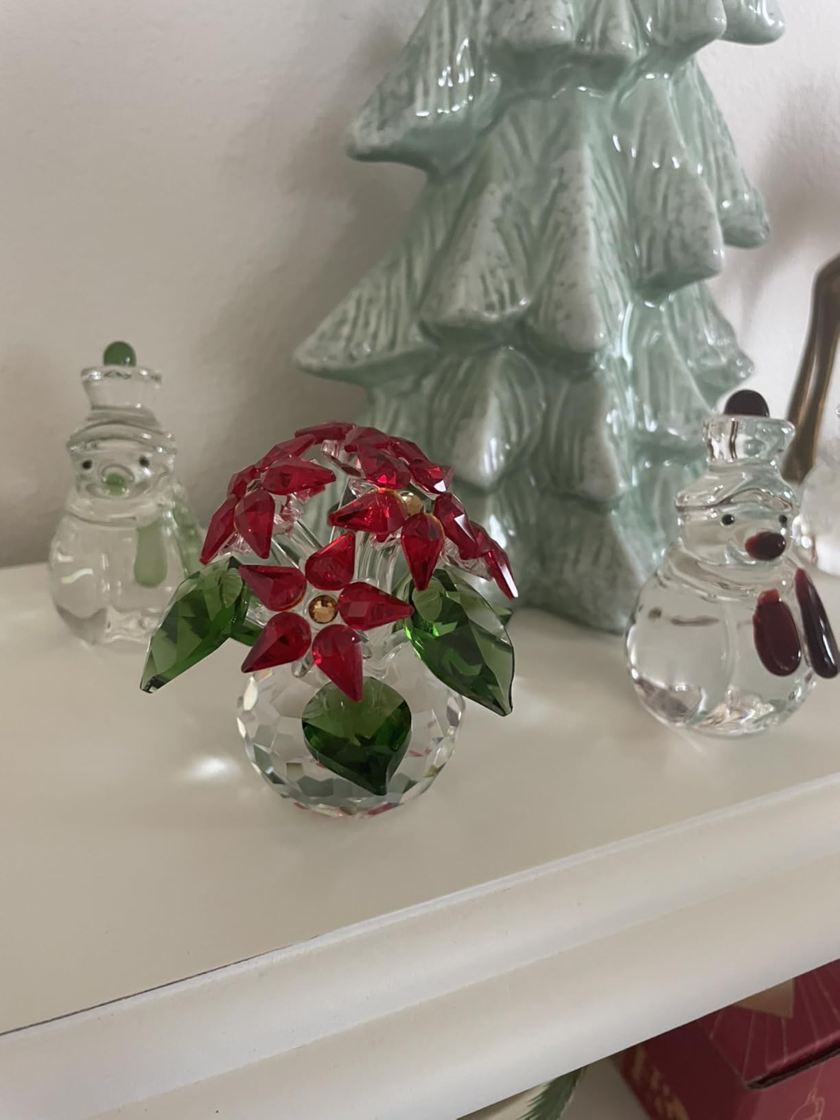 Red Rose Figurine Ornament Spring Bouquet Crystal Glass Flowers Gift-Boxed customer photo 1