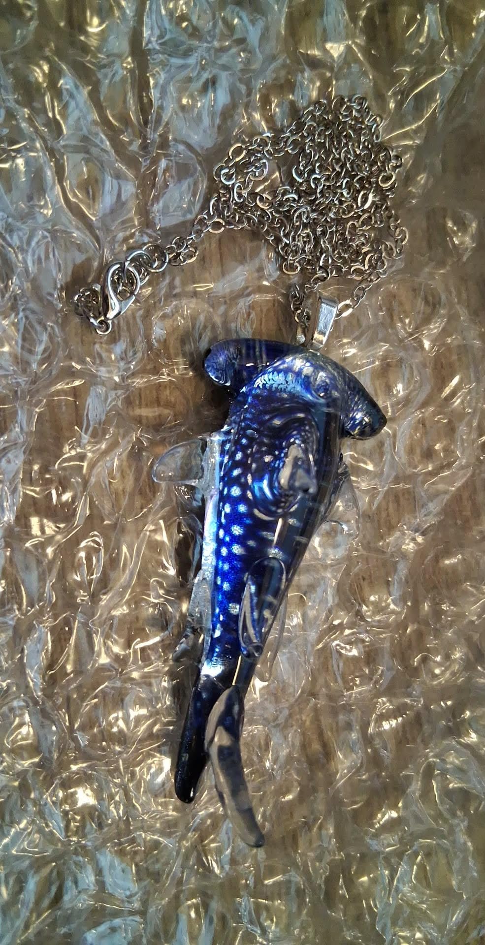 Handmade Whale Shark Art Glass Blown Ocean Animal Figurine Glass Pendant Necklace Jewelry - Model Y2017 customer photo 2