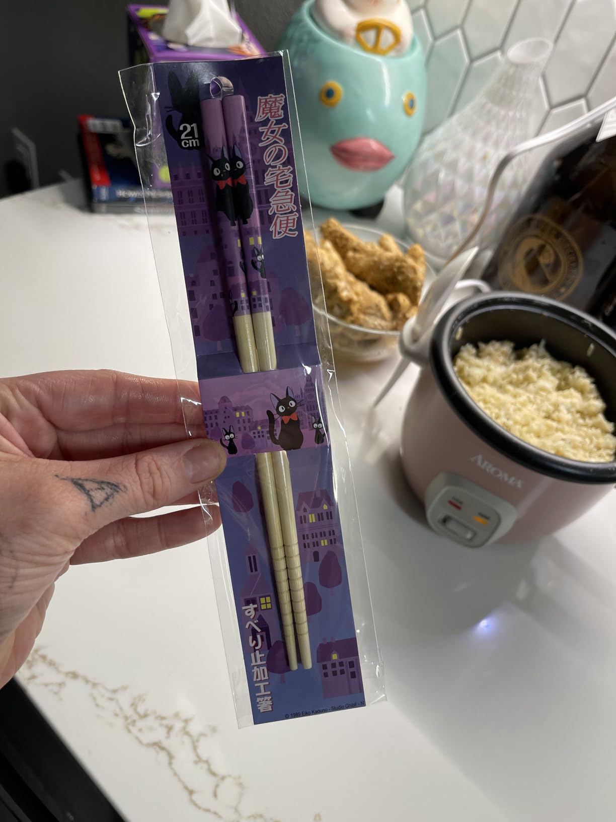 Studio Ghibli - Kiki's Delivery Service - Jiji, Skater Anti-Slip Grip Bamboo Chopsticks customer photo 1