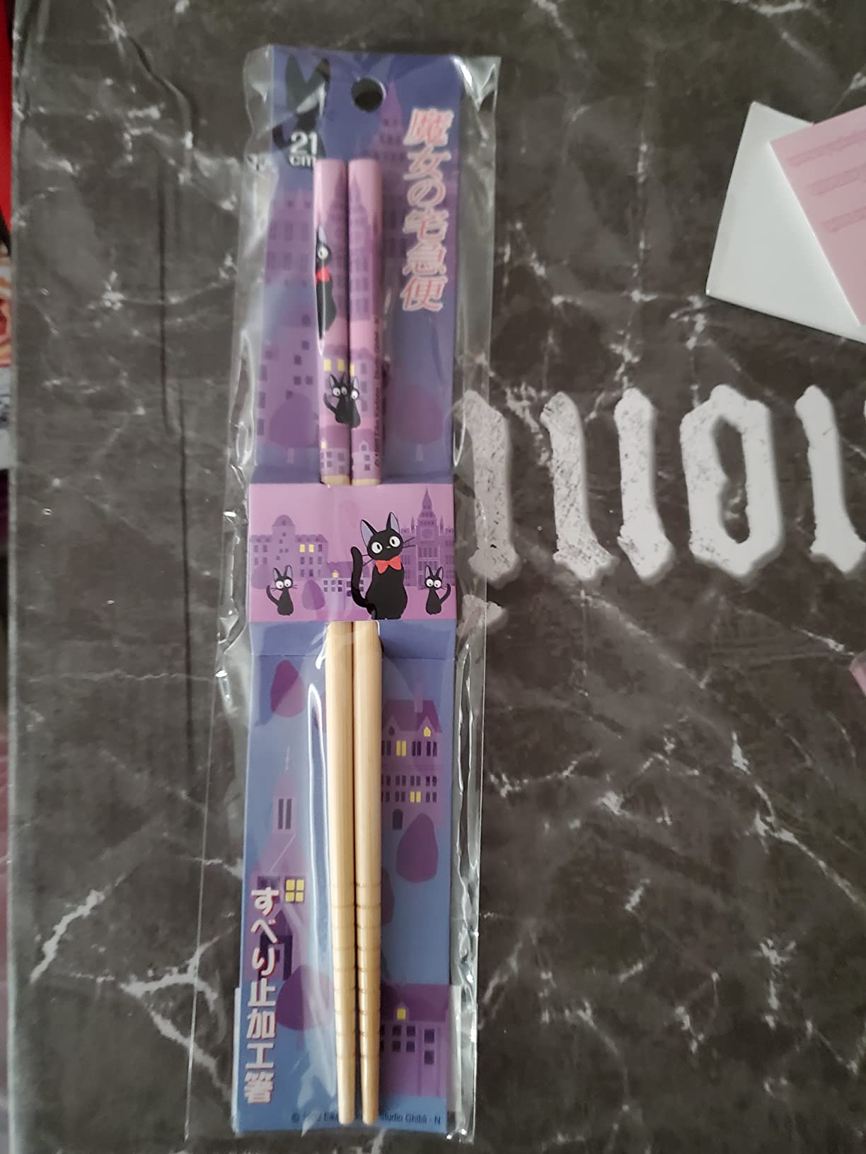 Studio Ghibli - Kiki's Delivery Service - Jiji, Skater Anti-Slip Grip Bamboo Chopsticks customer photo 2