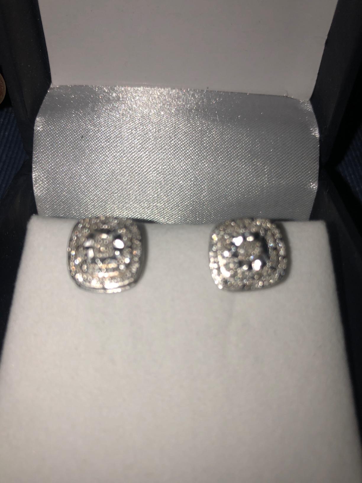 Jewelili 925 Sterling Silver Diamond Stud Earrings for Women | 1/4 CTW Diamonds | Heart Pear Round Cushion Studs for Men | Black Blue White Diamonds | Push Back | Classic Everyday Jewelry customer photo 2