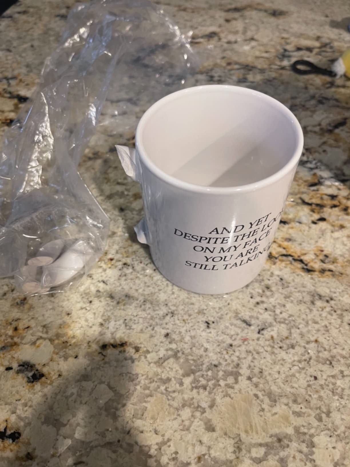 Rogue River Tactical Funny Novelty Coffee Mug - And Yet Despite the Look on My Face You Are Still Talking Cup, Sarcastic Gift for Work, Office, 11 Oz, White customer photo 2