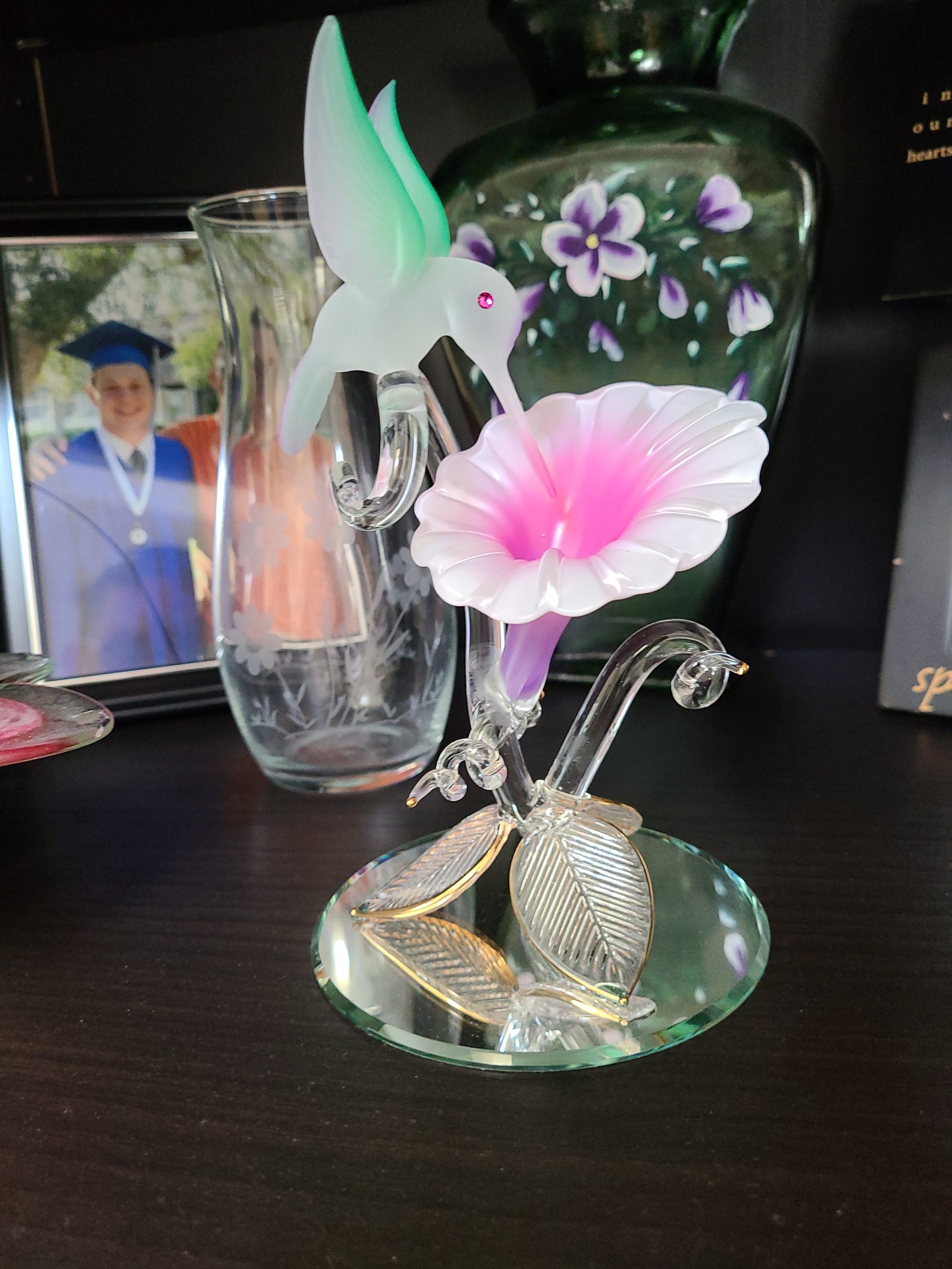 Glass Baron Hummingbird with Fuchsia Flower Figurine customer photo 1