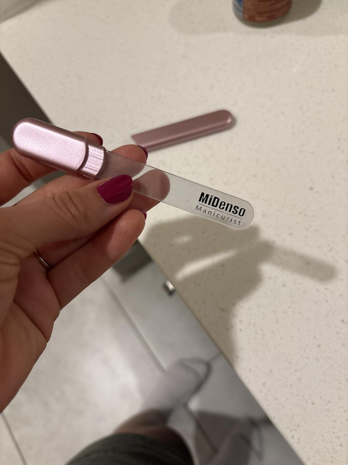 MiDenso Premium Glass Nail File, Apricot Color, 5.5 Inch | Crystal Diamond Salon Nail Buffer, Natural and Acrylic Nails, Japanese Nano Technology, Includes Case customer photo 2
