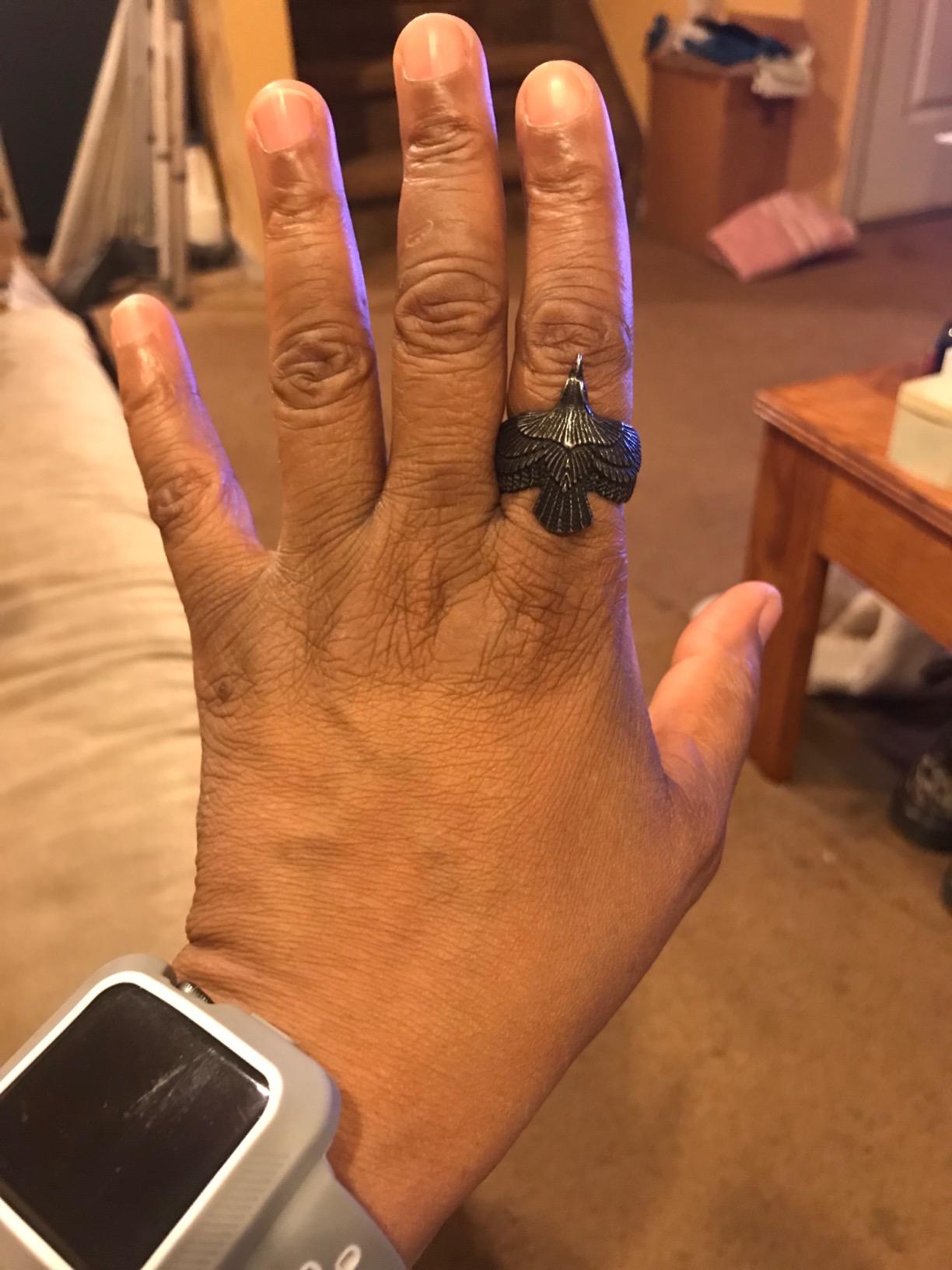 Men's Stainless Steel Hawk Eagle Ring Skyhawk Sculpture Biker Band Silver Gold customer photo 1