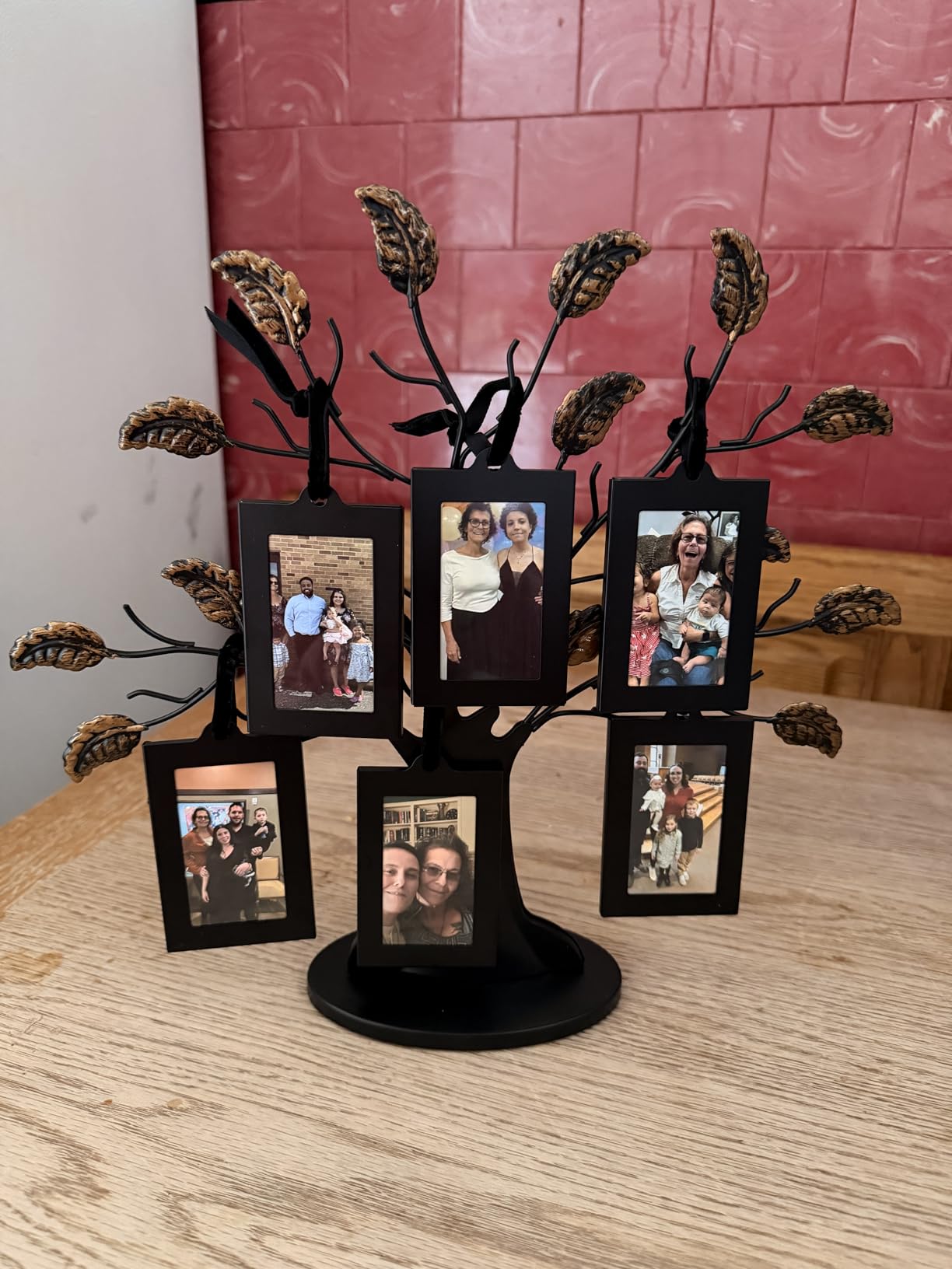 Americanflat Family Tree Picture Frame - Includes 6 Hanging 2x3 Picture Frames - Adjustable Ribbon Tassels - Black and Bronze customer photo 2
