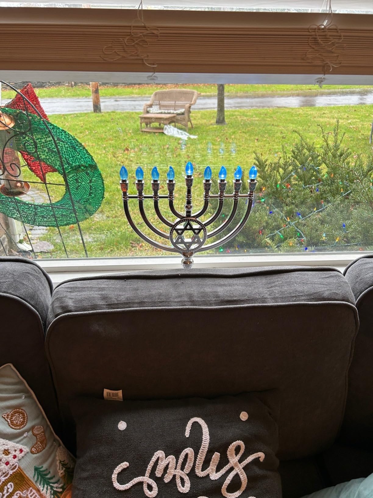 The Dreidel Company Traditional LED Electric Silver Matte Hanukkah Menorah Full Size 13 Inches Tall Battery or USB Powered - Includes a Micro USB Charging Cable customer photo 2