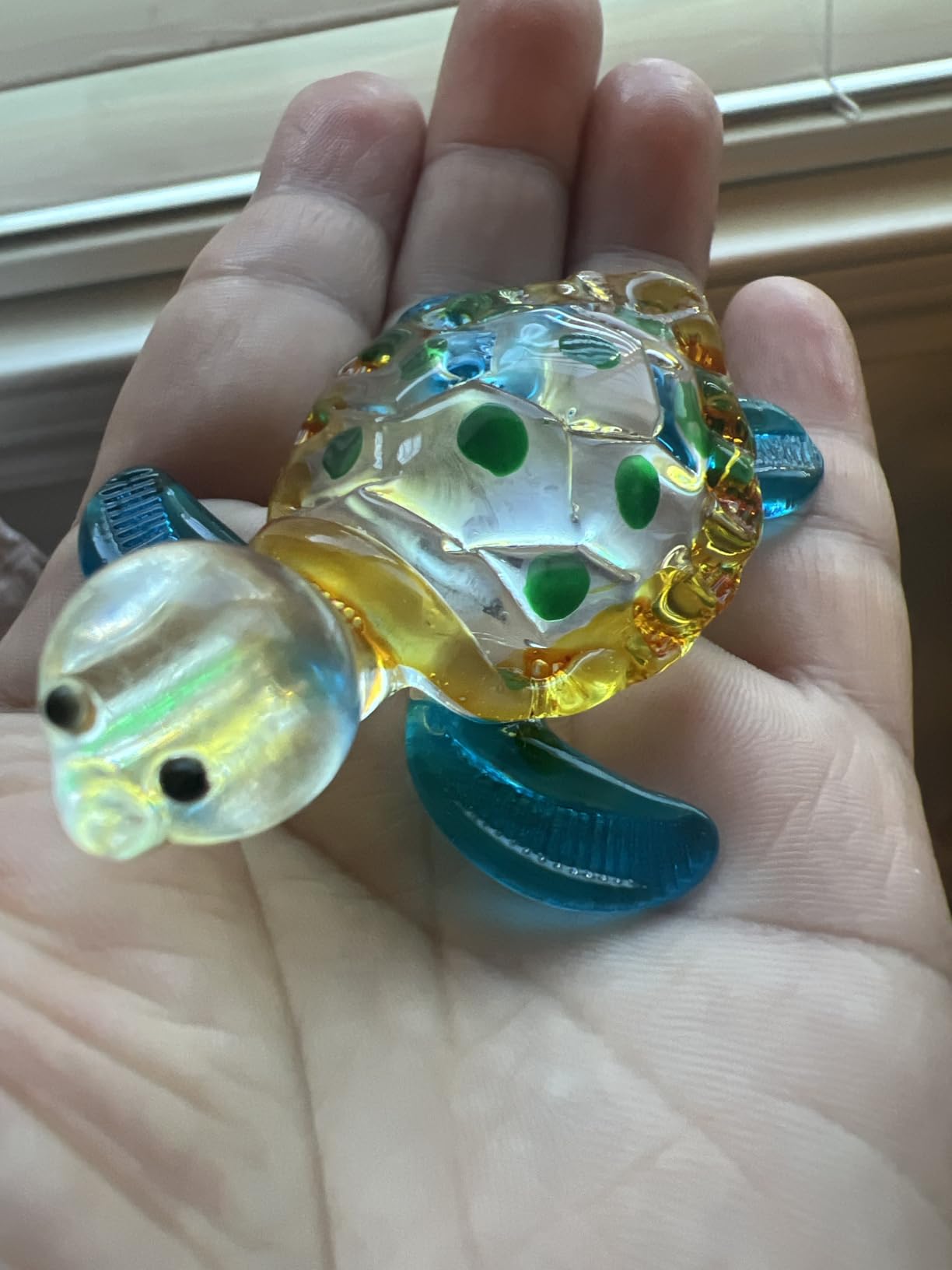 Hand Blown Art Glass, Sea Turtle Animal Figurine – Decorative Home Décor Collectible, Display Only, Unique Decorative Gift,Turtle Art Glass Blown. customer photo 1
