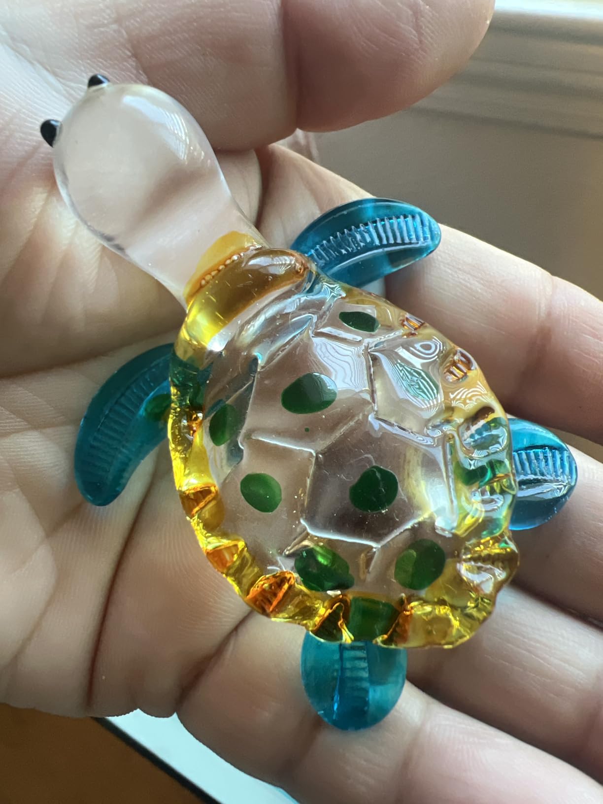 Hand Blown Art Glass, Sea Turtle Animal Figurine – Decorative Home Décor Collectible, Display Only, Unique Decorative Gift,Turtle Art Glass Blown. customer photo 2