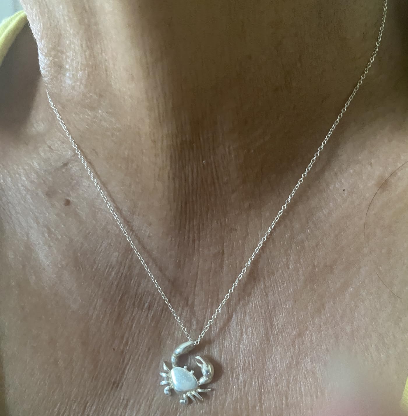 AeraVida Charming Crab Claws Cancer Zodiac .925 Sterling Silver Pendant Necklace | Astrology-Inspired Casual Sterling Silver Necklace Jewelry for Women | Elegant Zodiac Cancer Sign Charm customer photo 1