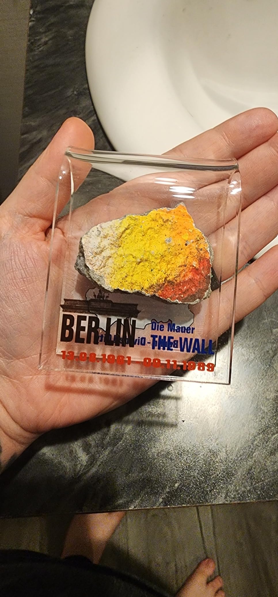 Original Piece of the Berlin Wall - Authentic Souvenir from the Real Wall in Germany Mounted in Acrylic Display (Small (2