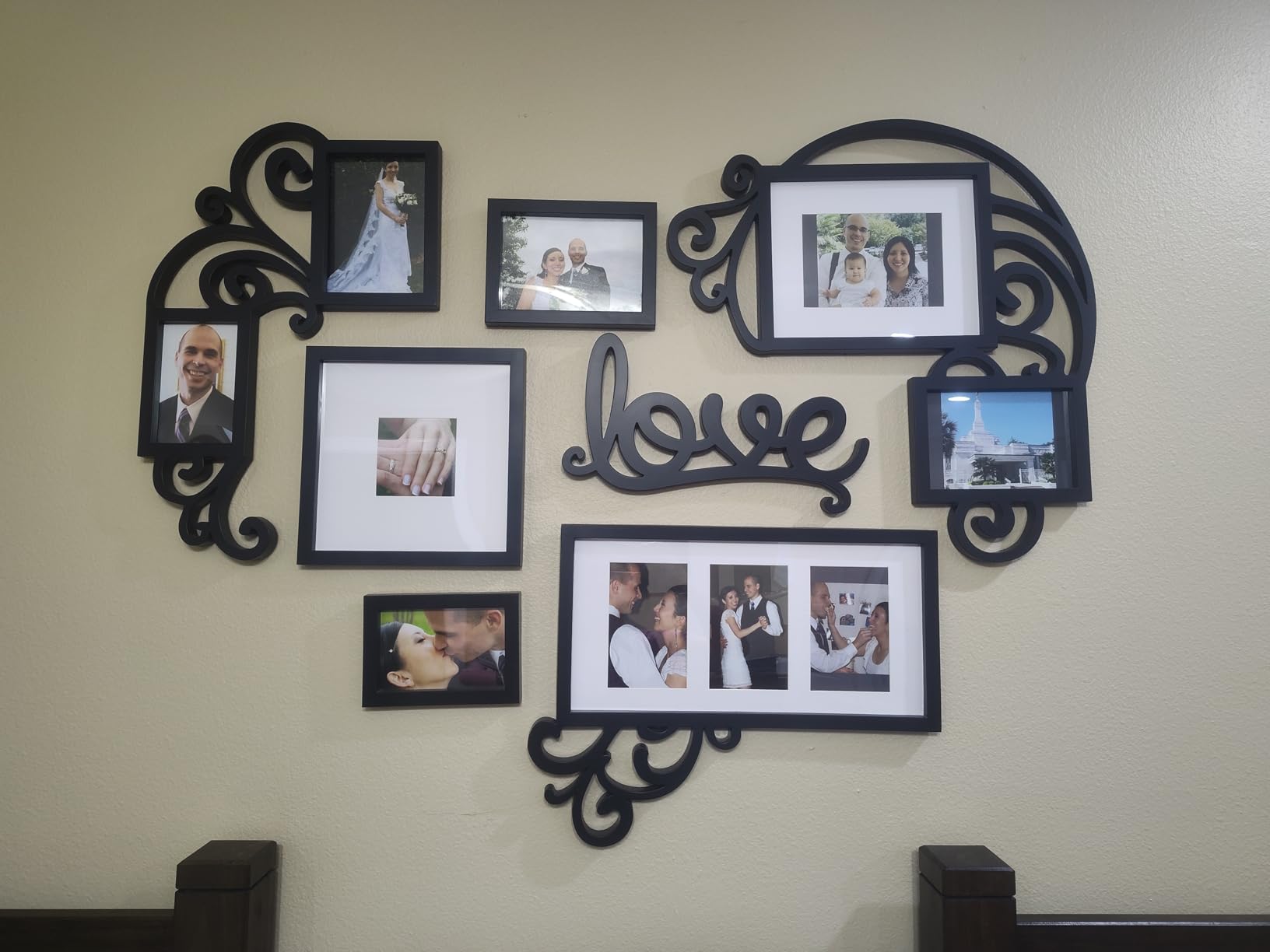 Jerry & Maggie Family Tree Picture Frames Wall Mount Design, Frame Wall Photo Plaque, College Decoration Combination, PVC Photo Frame Tree Loving Room Wall Decor with Hanging Template (Black) customer photo 2