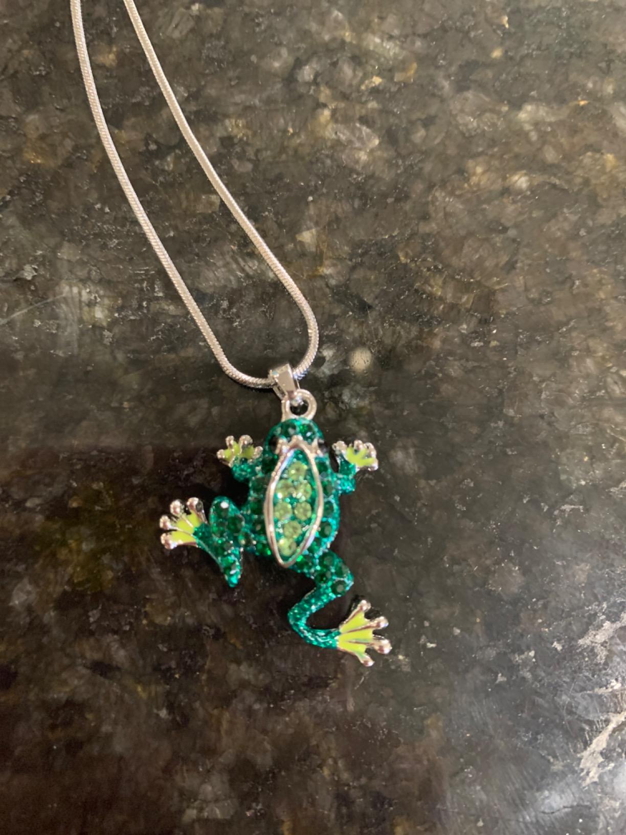 DianaL Boutique Beautiful Green Frog Pendant Necklace and Earrings Set 21