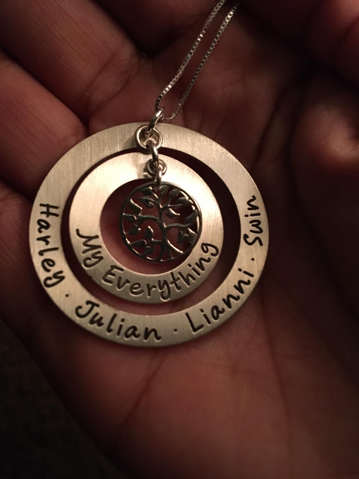 AJ's Collection Personalized My Family Tree Sterling Silver Grandma Necklace, Customize Round Charms, Choice of Sterling Silver Chain, Gift Idea for Grandmother and Moms, Family Tree customer photo 2