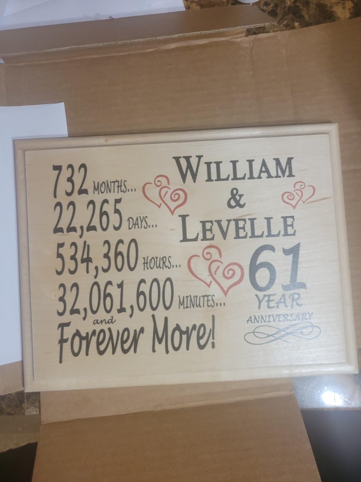 25th Anniversary Sign Gift Personalized 25 Year Wedding Anniversary Present for Wife Husband Couple - Solid Wood - Made in the USA customer photo 2