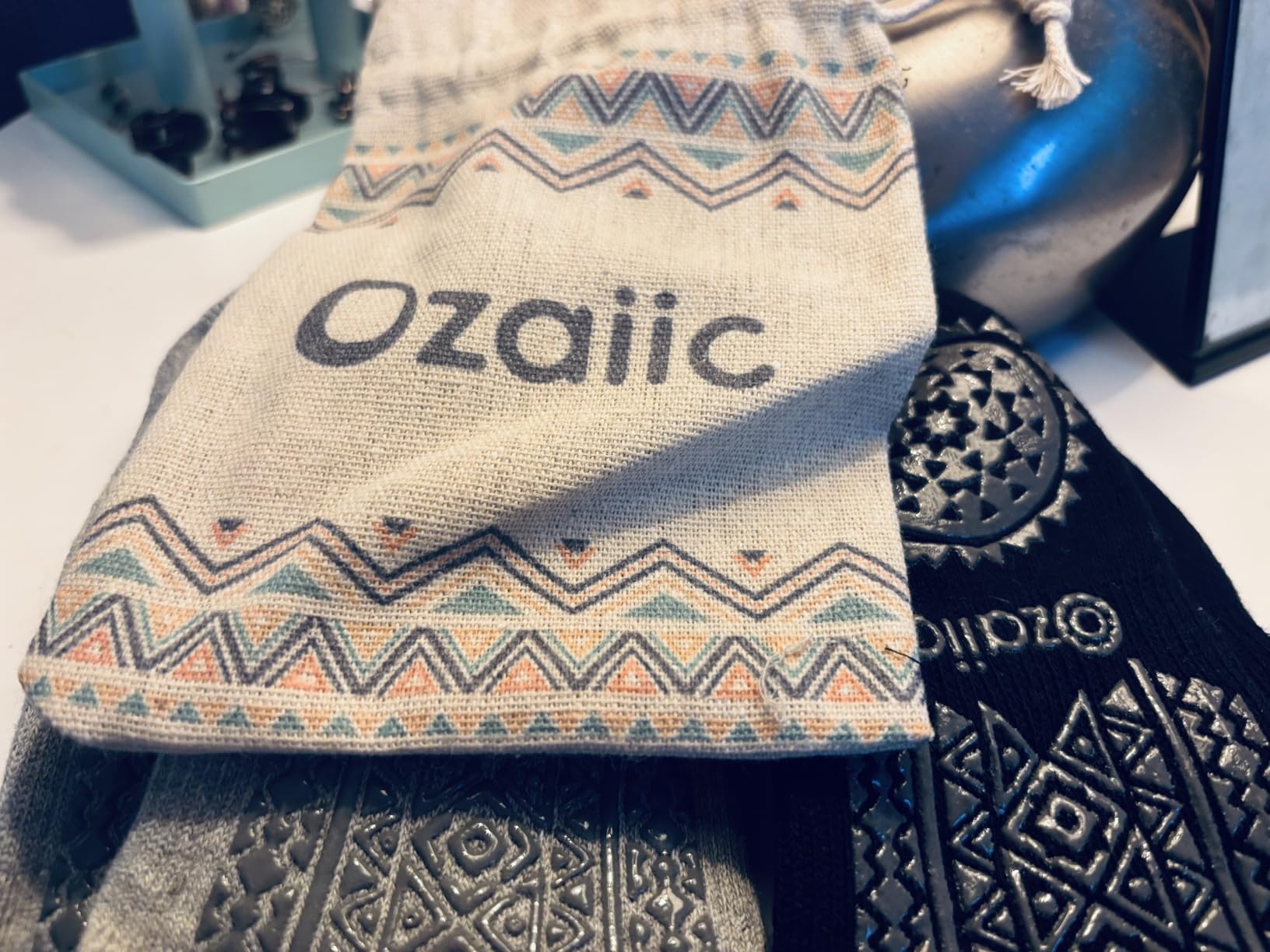 Ozaiic Pilates Socks for Women Non Slip Grip Yoga Barefoot Indoor Workout - Breathable Cotton Grippy Socks for Barre, Ballet, Dance, Hospital, Home customer photo 2
