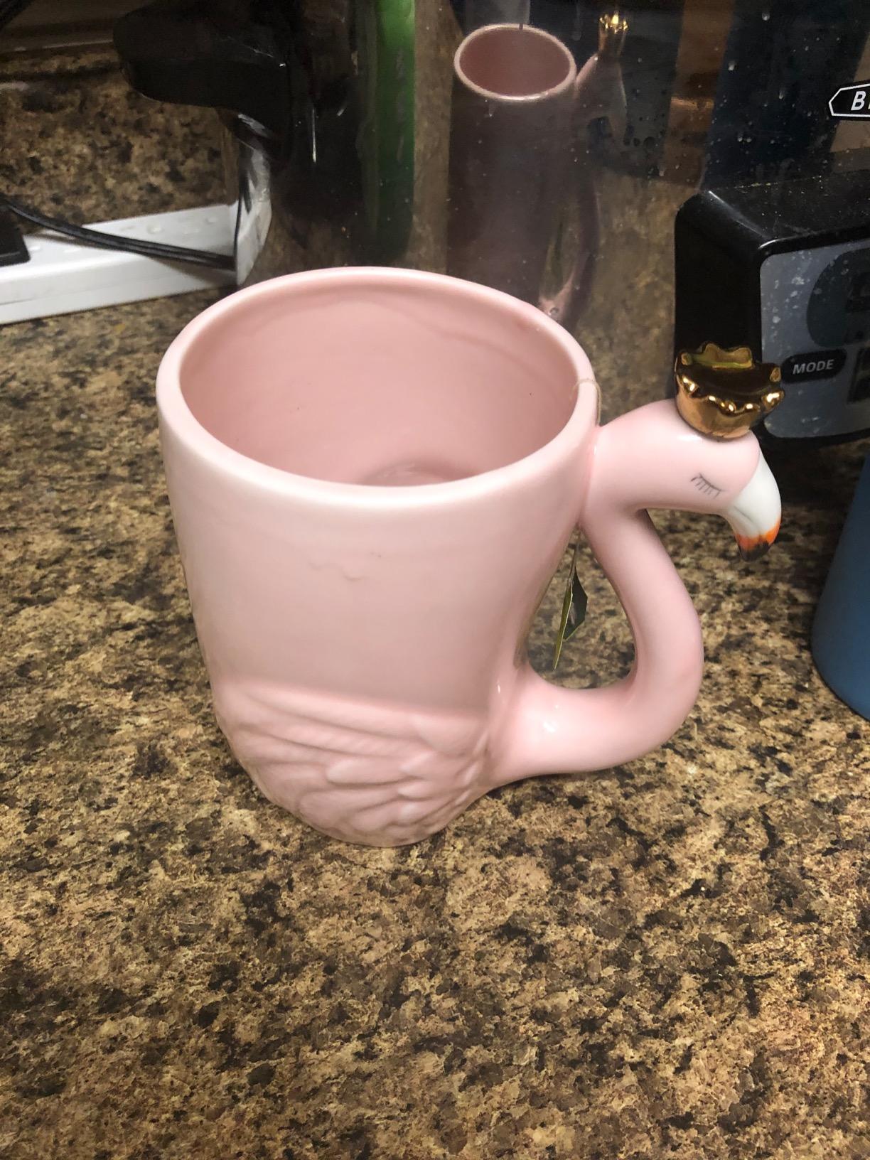 Cute Pink Flamingo Coffee Mug 16 oz Ceramic Animal Cup | Novelty Flamingo Decor Gift for Mom Grandma Wife Her, Funny Christmas Mothers Day Gift customer photo 2