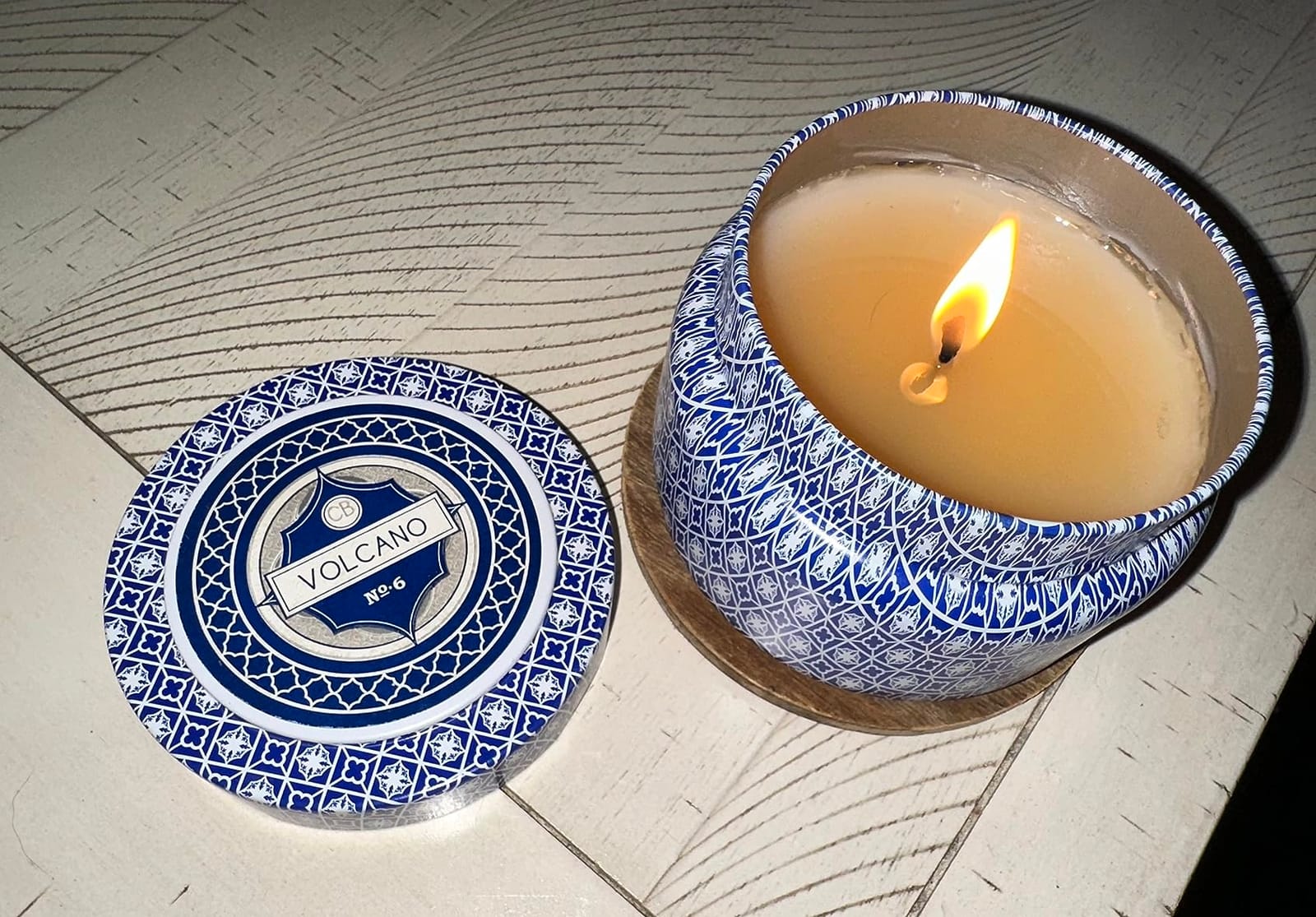 Capri Blue Volcano Scented Mini Tin Jar Candle - Luxury Candles for Home Scented with Tropical Fruit & Sugared Citrus - Soy Candle Wax Blend (Blue, 3 oz) customer photo 2