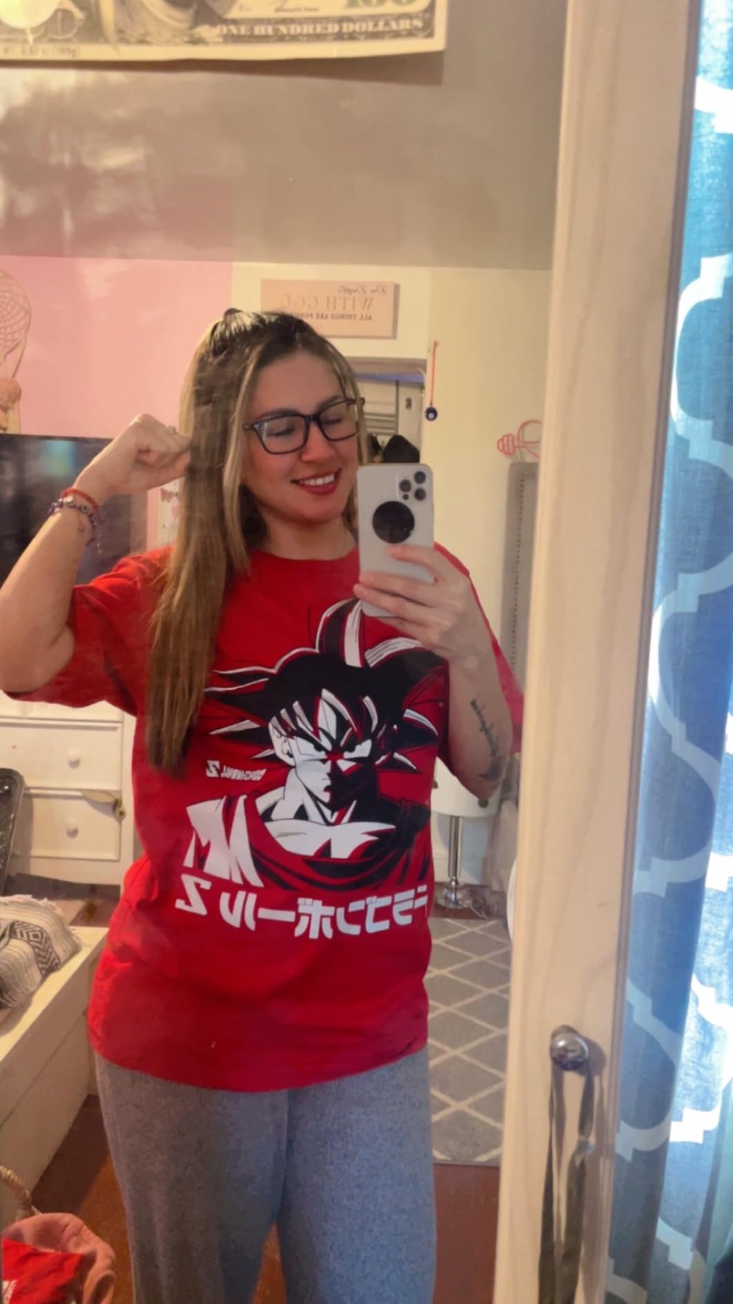 Dragon Ball Z Goku Kanji Mens Red Graphic Tee Shirt customer photo 1
