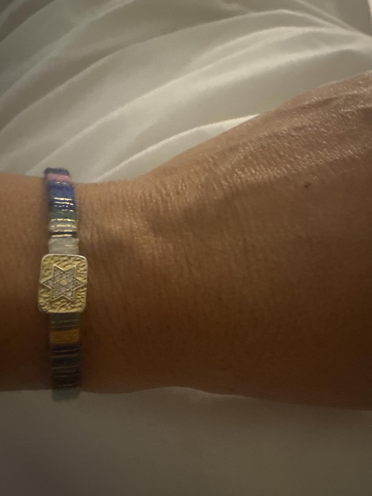 Star of David Macrame Friendship Bracelet Jewish Women Gift | Handwoven Star of David friendship bracelet with 14k gold plated CZ charm, adjustable 5.5 to 9 inches customer photo 1