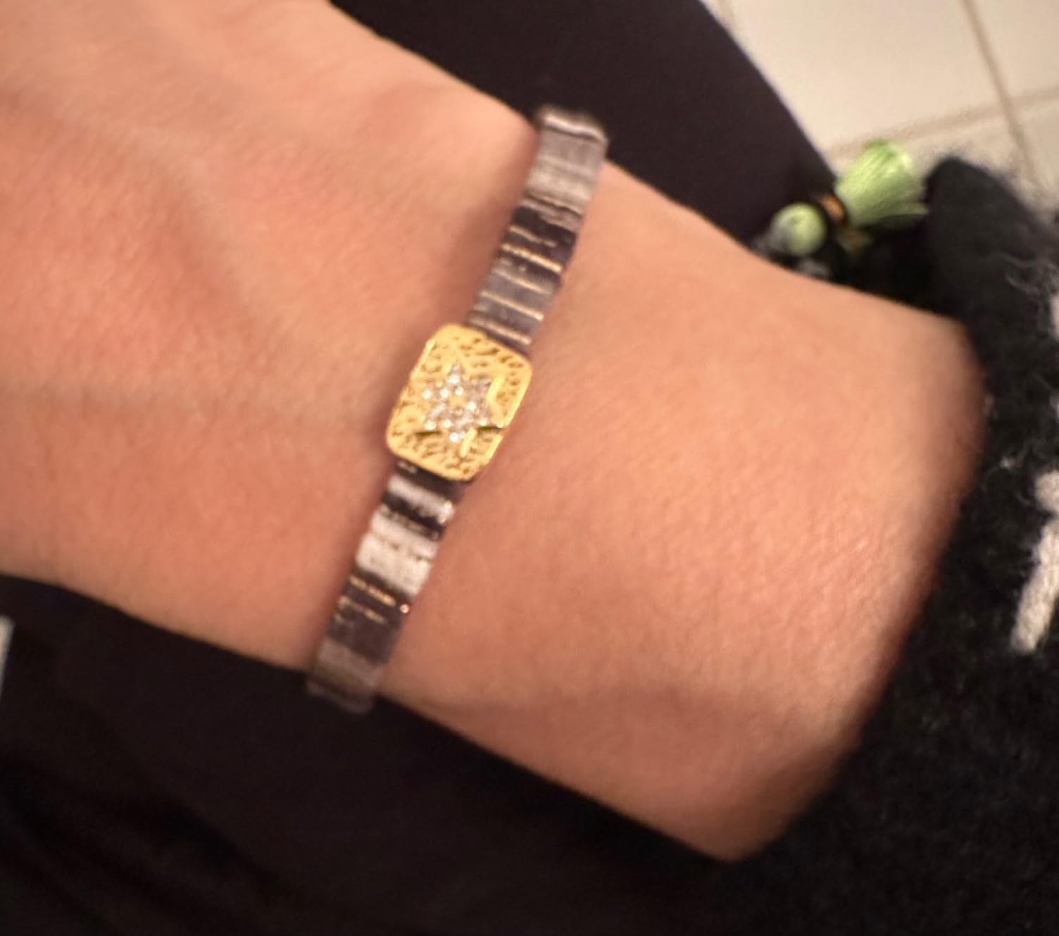 Star of David Macrame Friendship Bracelet Jewish Women Gift | Handwoven Star of David friendship bracelet with 14k gold plated CZ charm, adjustable 5.5 to 9 inches customer photo 2