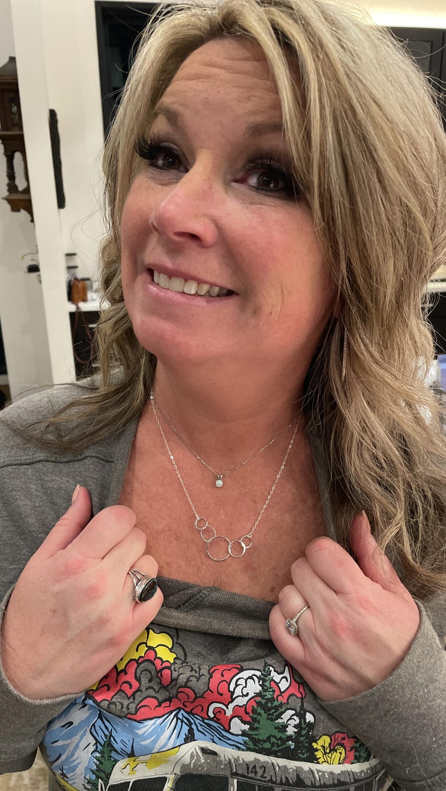 EFYTAL 50th Birthday Gift for Her, 5 Ring Sterling Silver Necklace | Women | .925 Sterling Silver, 14k Gold Plated, or Silver Plated necklace customer photo 1
