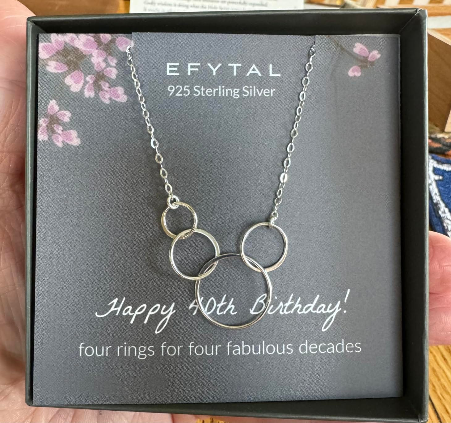 EFYTAL Happy 40th Birthday Gifts for Women, Sterling Silver Four Circle Necklace, Meaningful 40 Year Old Birthday Gifts for Women, 40s Gift Ideas customer photo 1