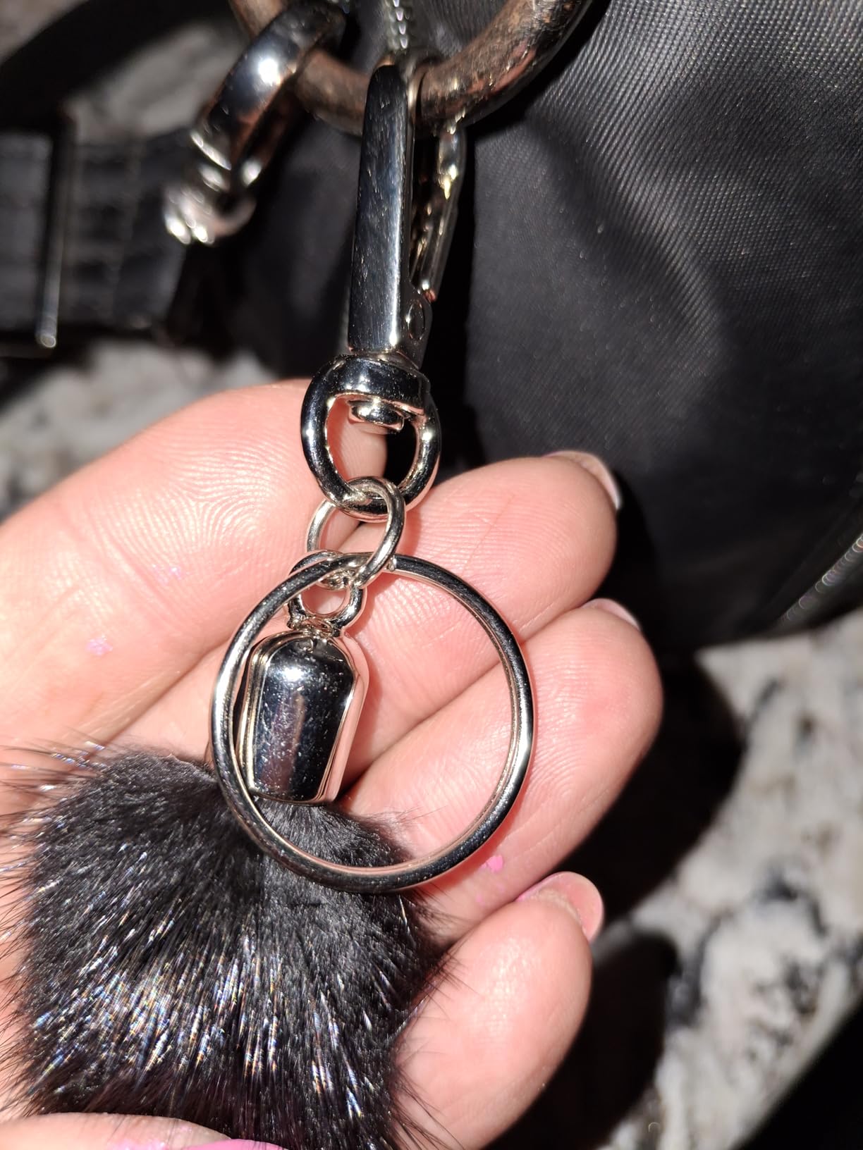 Fosrion Real Mink Tail Fur Key Chain Hook Ring for Offic Motor Car Jeep Truck Motorcycle motorbike customer photo 1