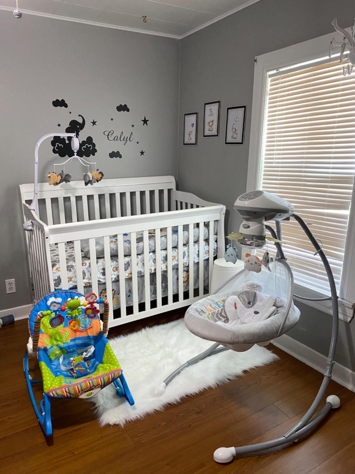 Bedtime Originals Jungle Fun 3-Piece Crib Bedding Set, Blue/Gray customer photo 2
