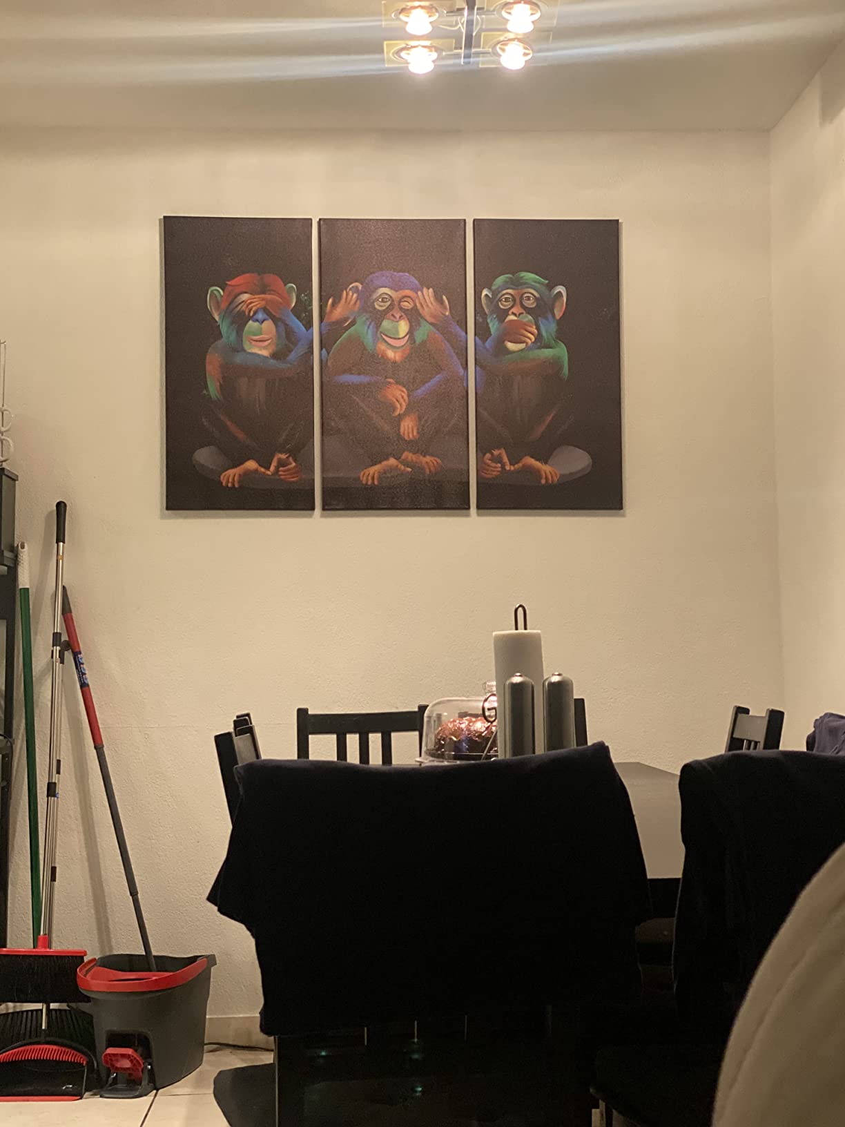 KREATIVE ARTS 3 Panel Animals Canvas Print Wall Art See Hear Speak No Evil Monkeys Wall Art Modern Gorilla Poster and Prints Walls Painting Decorative Art for Home Decor 16x32inchx3 customer photo 1