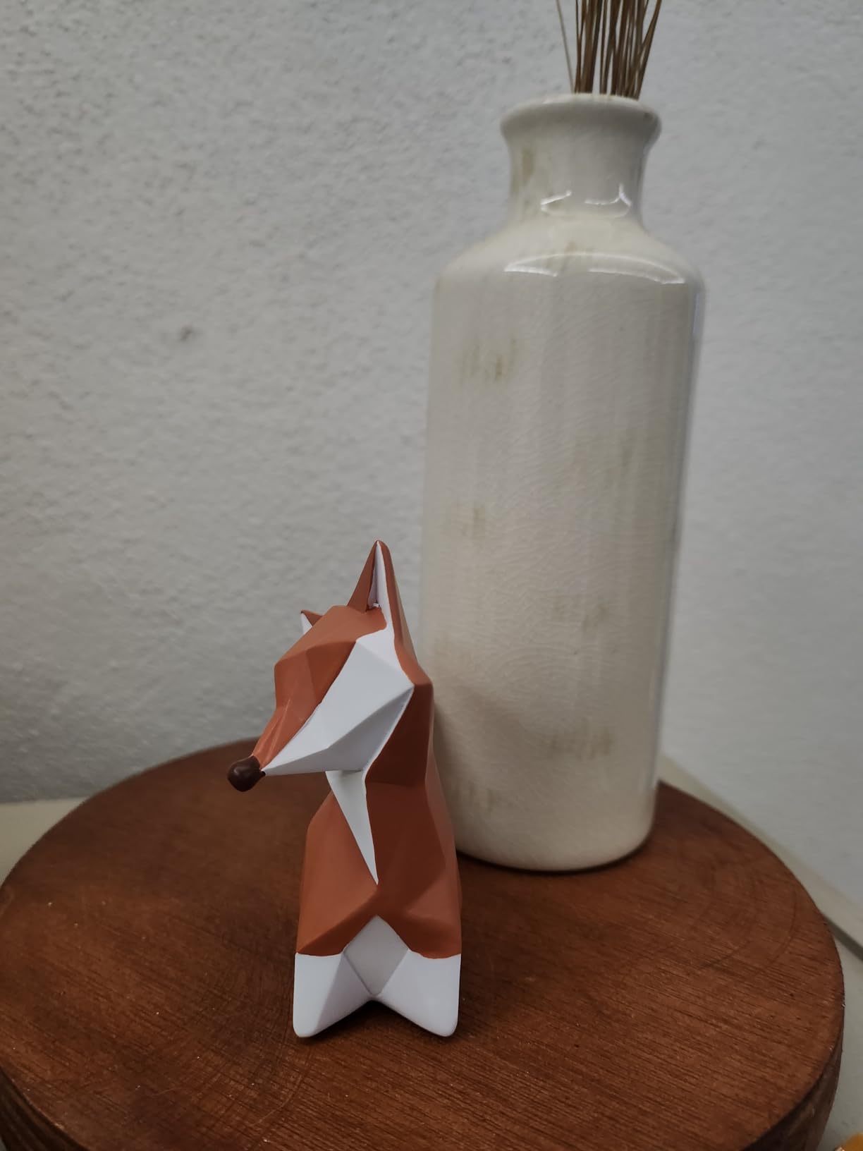 HAUCOZE Fox Statue Figurine Animal Sculpture Modern Home Decor 4.0 Inch | Orange Resin Geometric Art Birthday Holiday Gift Handmade Ornament for Tabletop Bookshelf Desktop customer photo 2