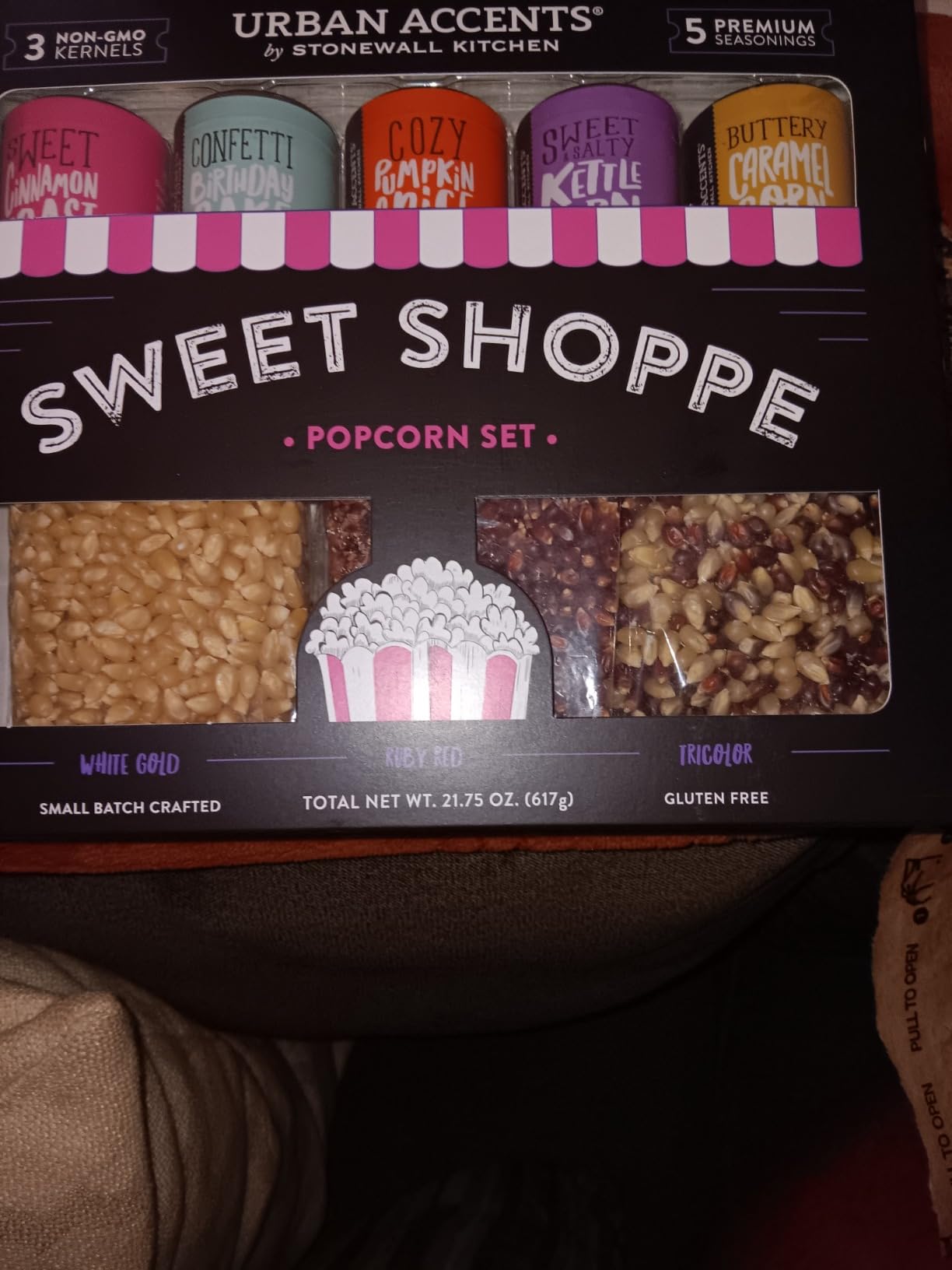 Urban Accents Movie Night Popcorn Gift Set - Includes 3 Gourmet Popcorn Kernel Varieties & 5 Flavorful Seasonings - Perfect Snack Gift Box for Parties, Holidays, or Movie Lovers customer photo 1
