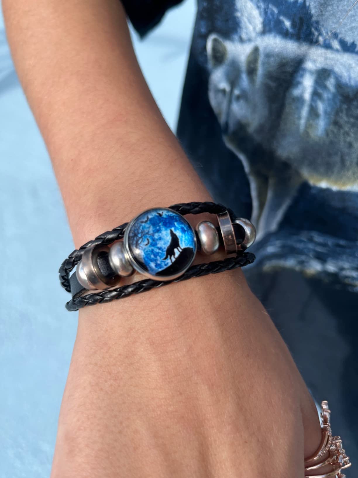 Gooey Adjustable Wolf Braided Leather Bracelet - Cute Bangle Bracelets for Women, The Pretty Gifts for Women customer photo 2