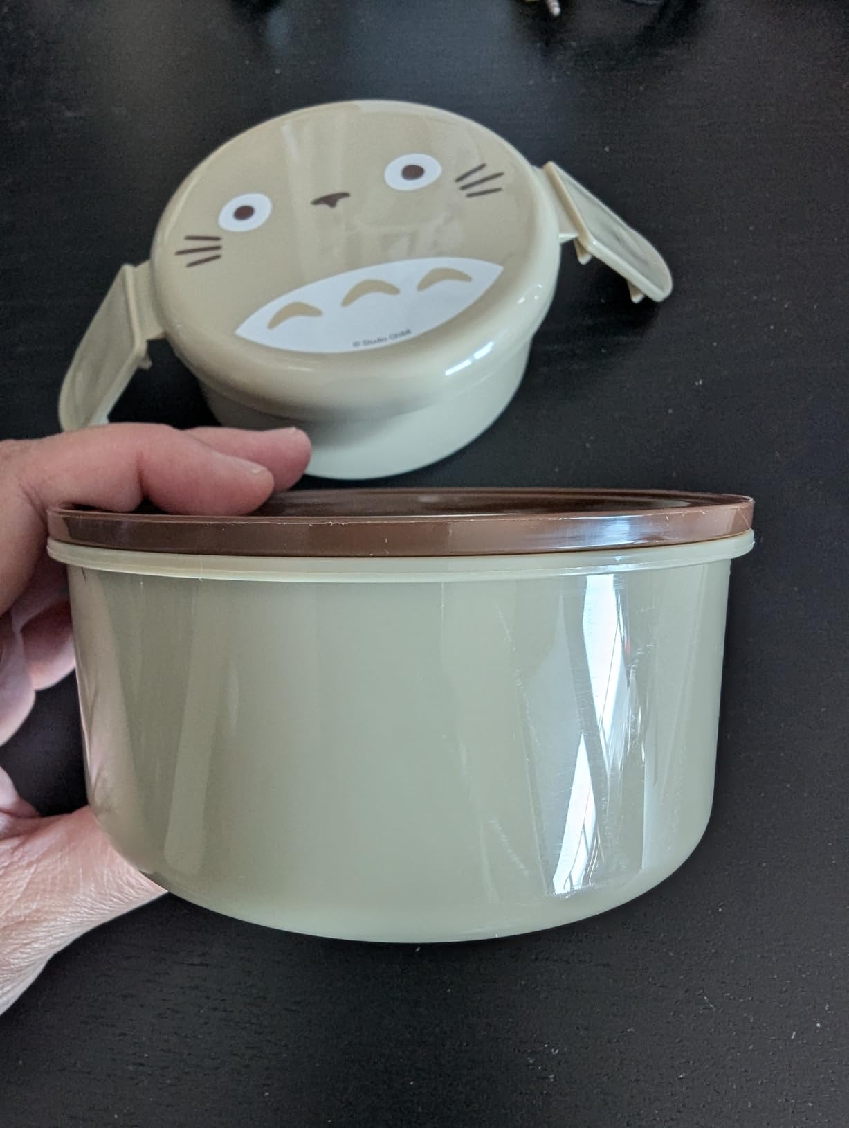 My Neighbor Totoro 2 Tier Round Bento Lunch Box with Fork (17oz) - Authentic Japanese Design - Microwave Safe - Brown customer photo 2