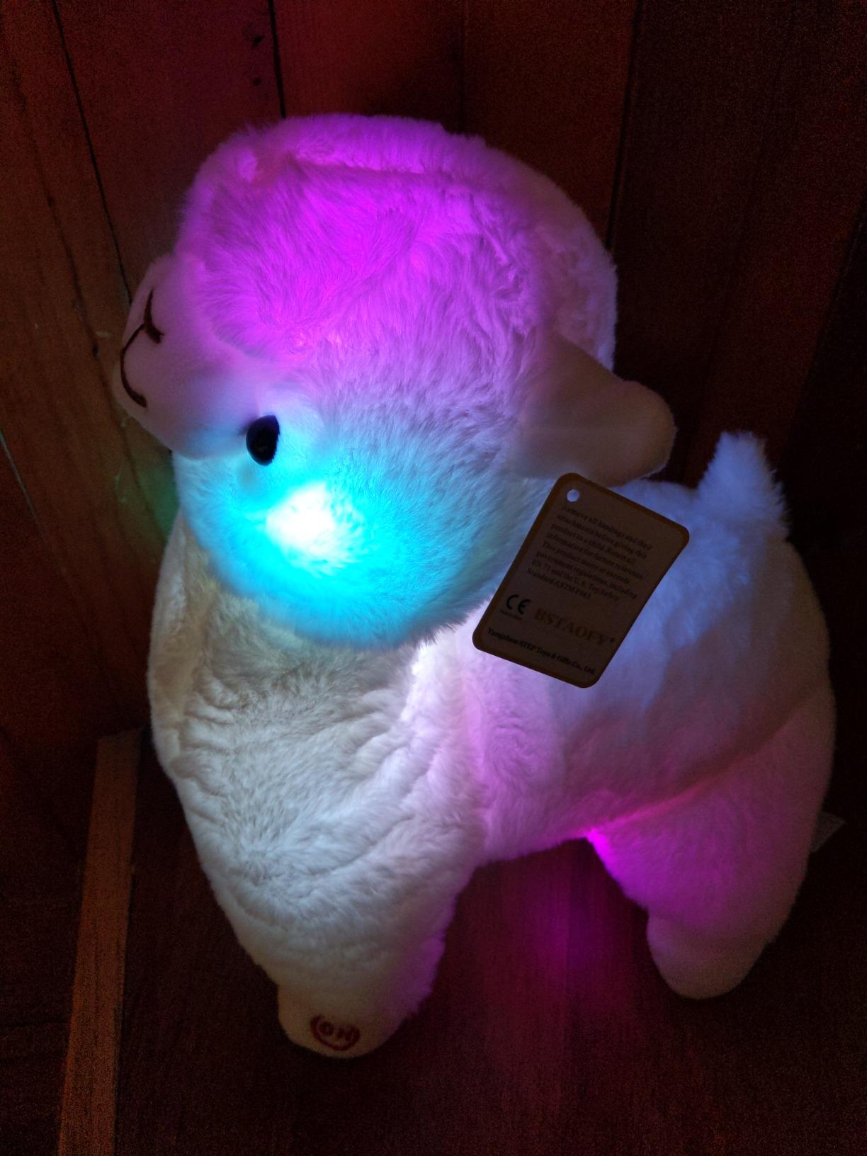 BSTAOFY 13.5'' Light up Alpaca Stuffed Animals LED White Llama Soft Plush Toy with Colorful Night Lights Glow Bedtime Pal Gift for Toddler Kids on Birthday Holiday customer photo 1