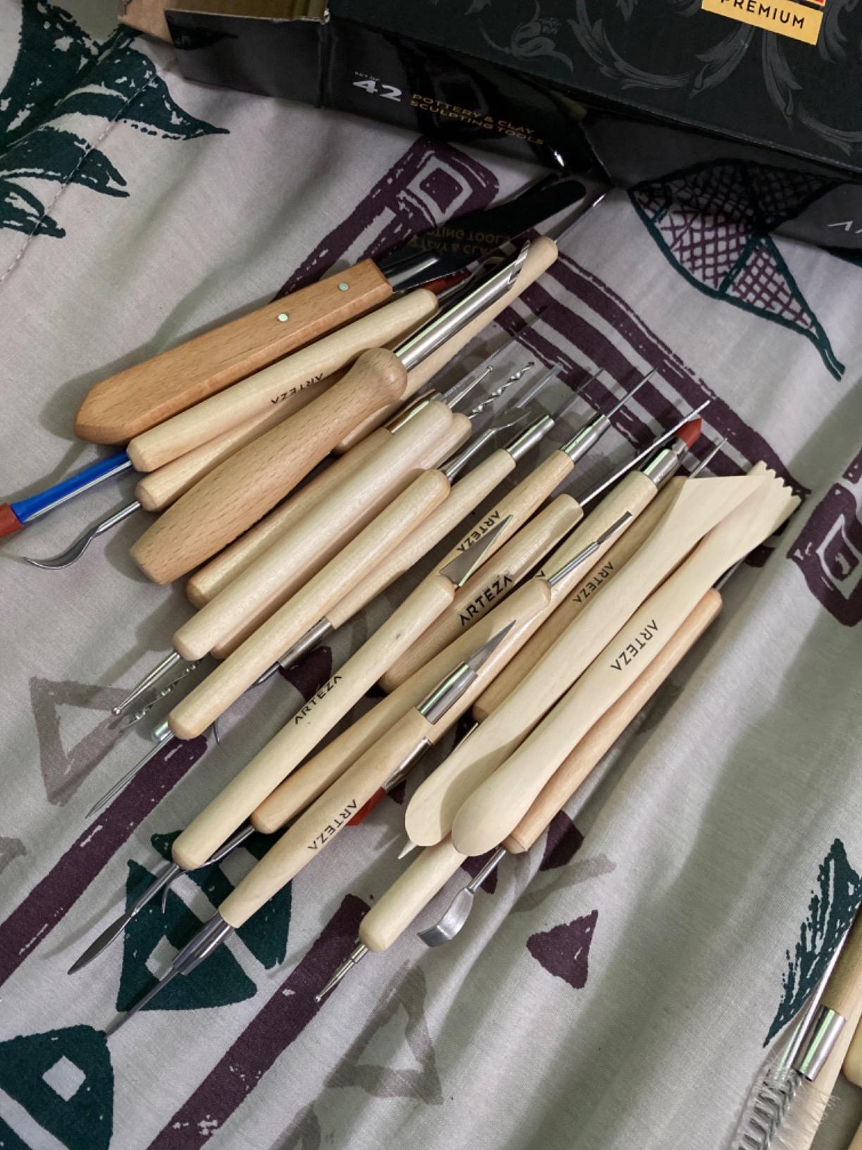 ARTEZA Pottery & Polymer Clay Tools, 22-Piece Sculpting Set, Steel Tip Tools with Wooden Handles, Craft Kit for Modeling, Carving customer photo 2