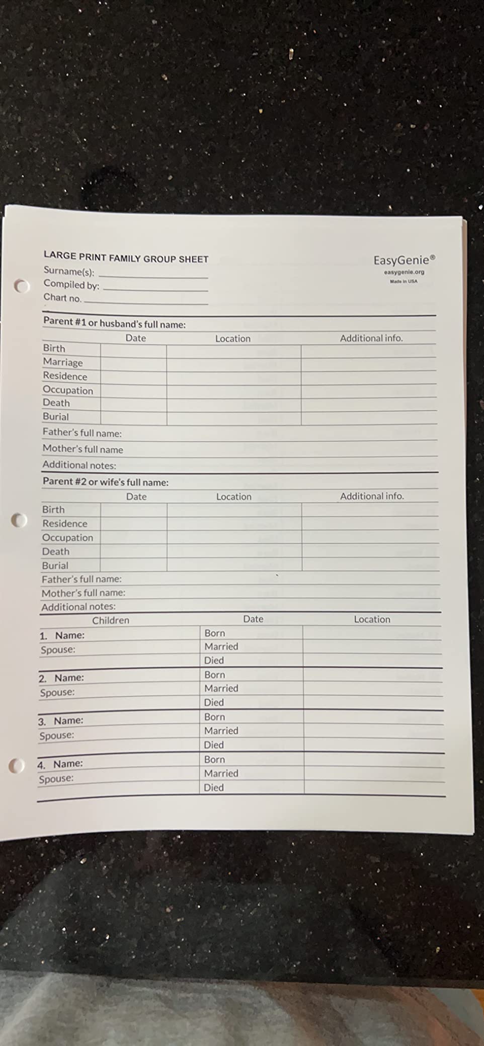 30 Large Print Genealogy Family Group Sheets | Large-print genealogy sheets fit families with up to 17 children. Easy to fill in, no squinting. customer photo 1