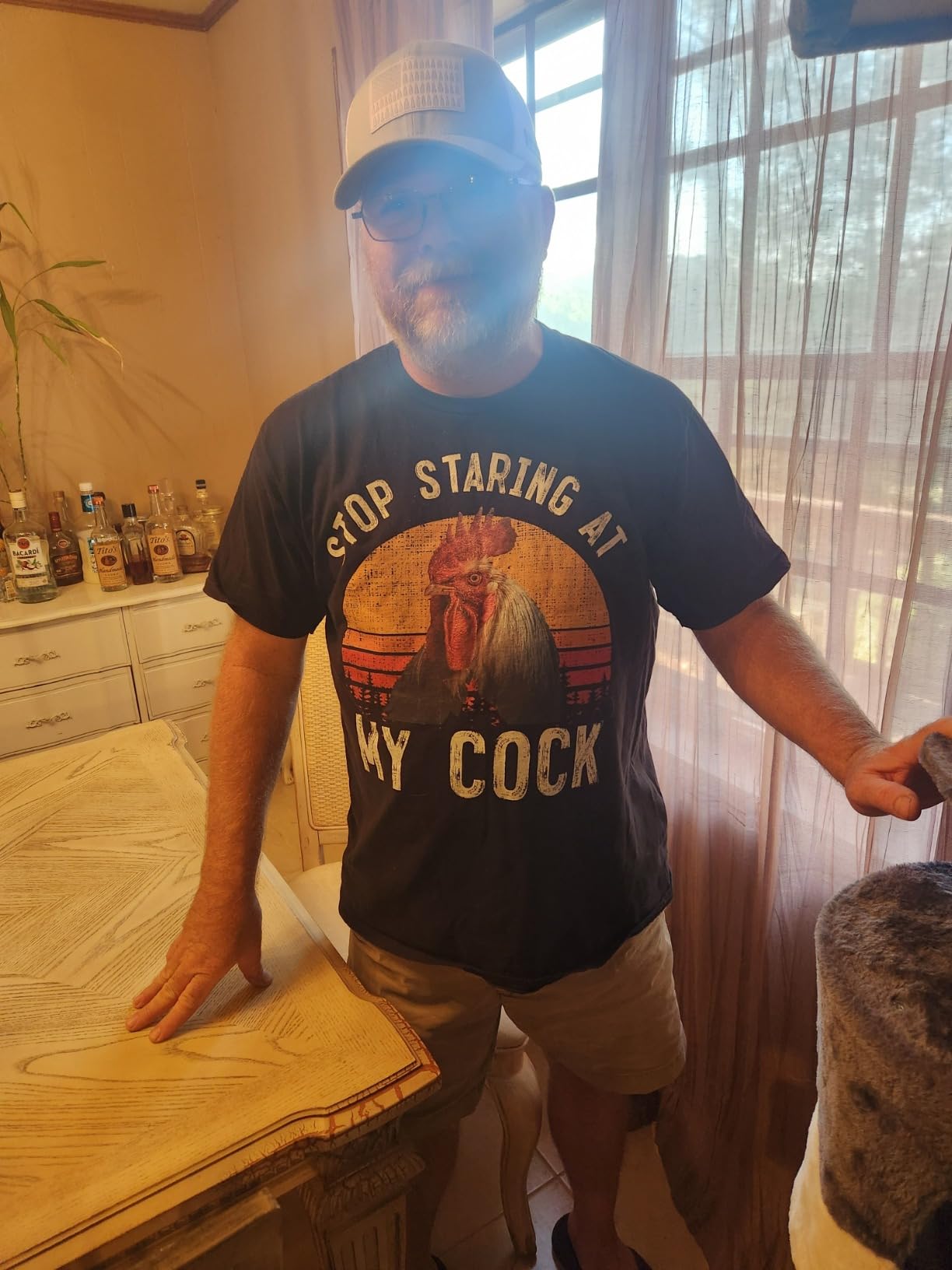 Funny Chicken Rooster Stop Staring At My Cock T-Shirt Gift T-Shirt customer photo 2